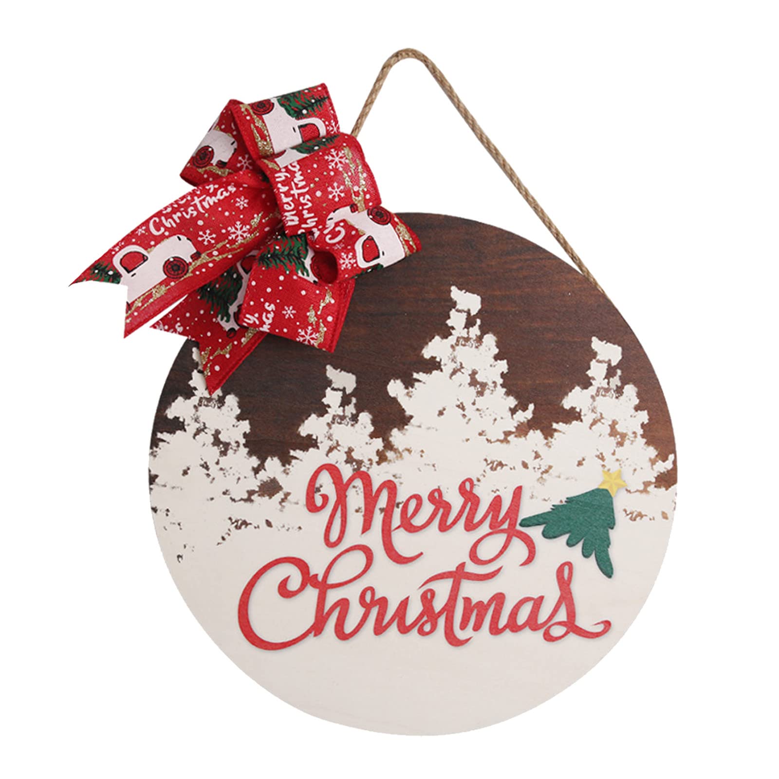 Modern Fall Wreath - Wooden Christmas Front Door & Wall Decoration with Simulated Leaves & Bow - Welcome Sign Door Hanger (One Size) - Perfect for Holiday Home Decor, Seasonal Front Door Welcome, and Festive Indoor Wall Decoration