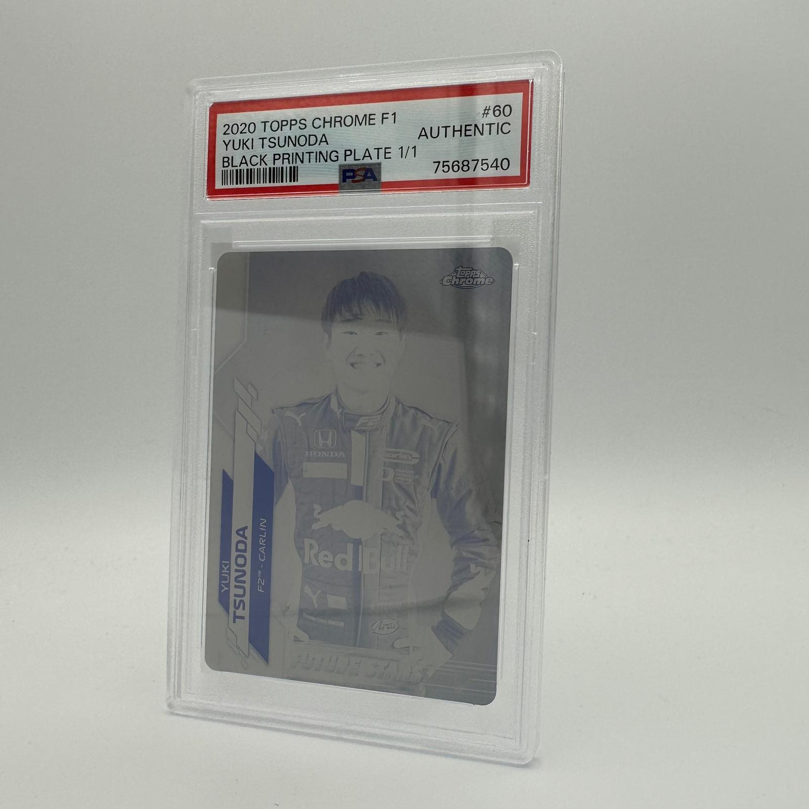 PSA Authentic 1/1 Yuki Tsunoda #60 Black Printing Plate - Rare Collectible for F1 Racing Fans & Memorabilia Display