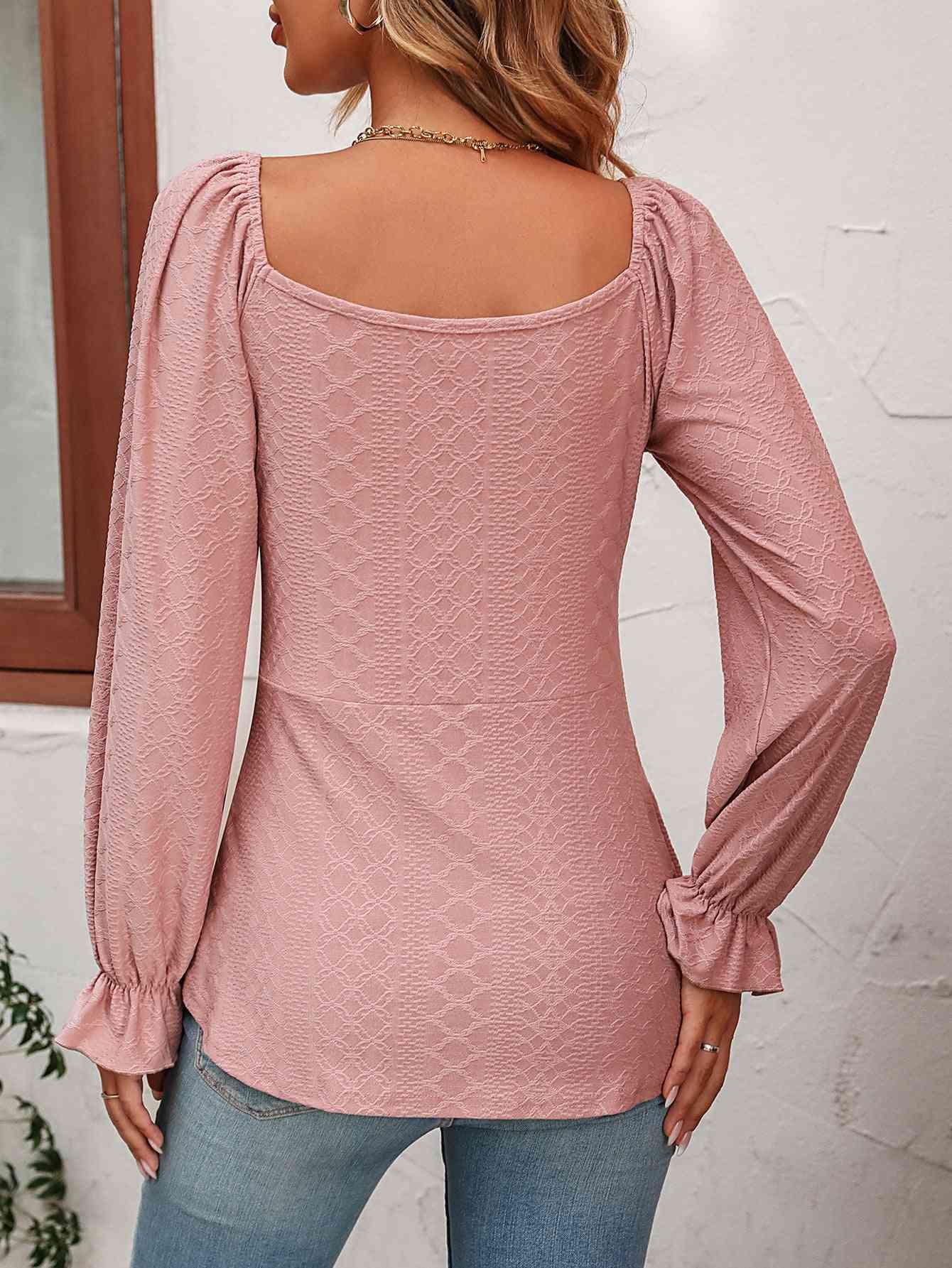 Stylish Puff Sleeve Resort Top for Women - Flowy Vacation Blouse with Elastic Cuffs - Perfect for Beach Getaways, Summer Travel & Boho Fashion