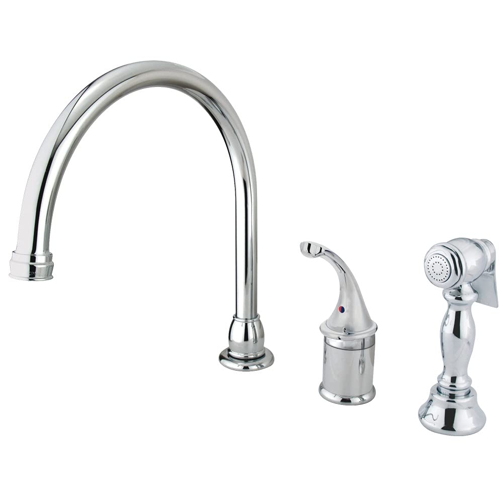 Kingston Brass KB3811GLBS Georgian Style Kitchen Faucet with Brass Pull-Down Sprayer in Chrome Finish - Perfect for Modern Farmhouse & Traditional Kitchens