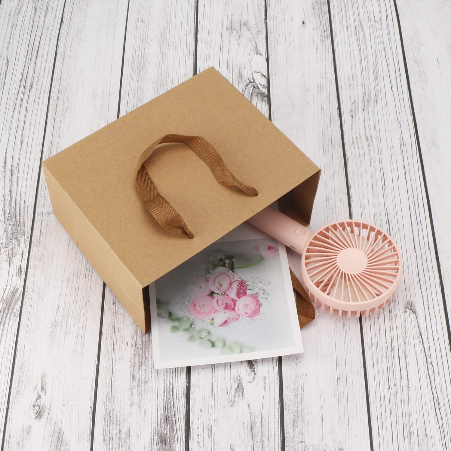 Eusoar 25pcs Brown Kraft Paper Bags with Handles - for Shopping, Parties & Weddings
