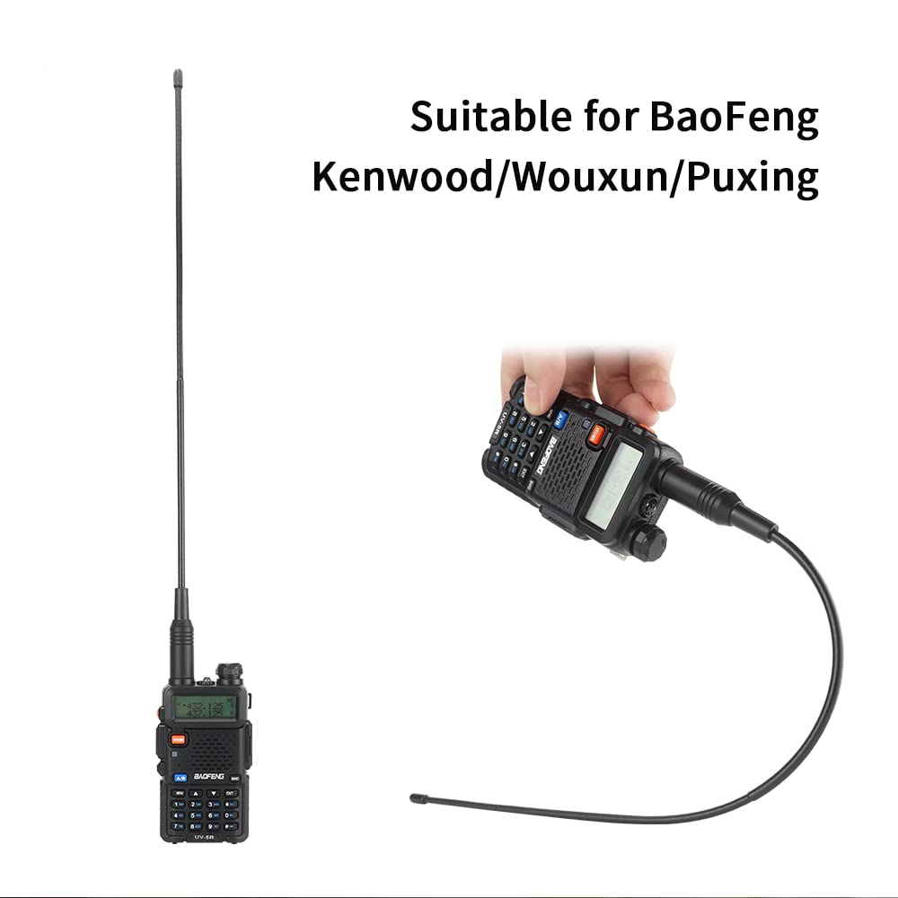 Dual Band VHF UHF 144/430MHz SMA-Female Ham Radio Antenna for Baofeng UV-5R, UV-82, Quansheng UVK5, Kenwood & Retevis Walkie Talkies - 1 Pack - Perfect for Outdoor Adventures, Emergency Communication & Hobbyist Use