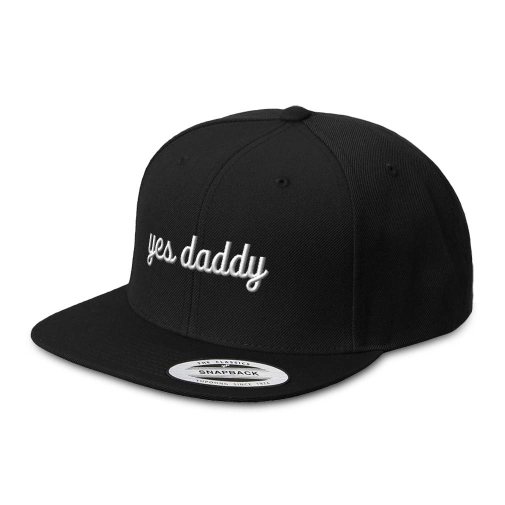 Stylish Snapback Hats for Men & Women - Yes Daddy Embroidery Acrylic Flat Bill Baseball Cap - Trendy Black Design - Perfect for Streetwear, Hip Hop Fashion & Casual Outfits