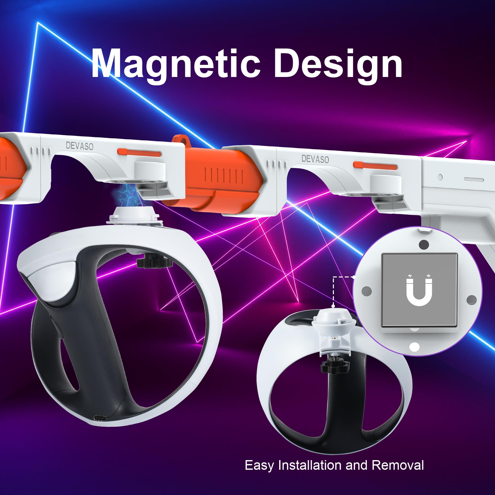 LICHIFIT Magnetic VR Gunstock for PSVR2 - Quick Release Rifle & Pistol Controller Holder Stand - Compatible with PlayStation VR2 Shooting Games - Perfect for FPS, Action & Immersive VR Gaming Experience