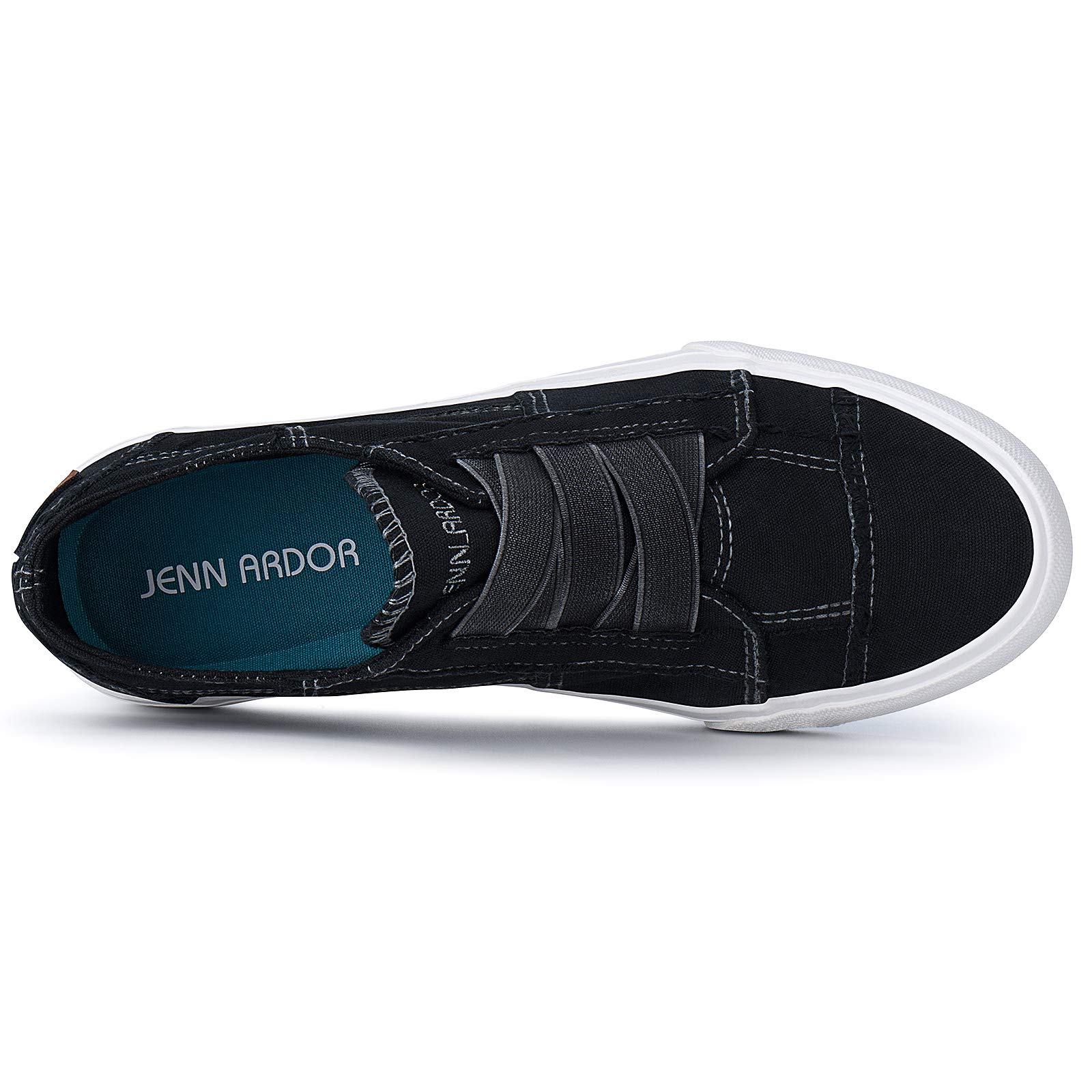 JENN ARDOR Women's Slip On Sneakers - No Lace Elastic Low Top Canvas Shoes for Women | Comfortable Casual Walking Flats | Perfect for Work, Travel & Everyday Wear