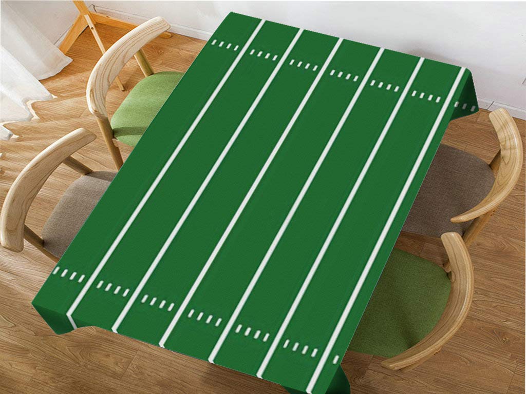 Premium Green Football Field Design Rectangular Tablecloth - 60x84 Inch Waterproof Table Cover for Dining, BBQ, Picnic, Coffee Tables - Perfect for Game Day Parties, Tailgating & Sports-Themed Decor