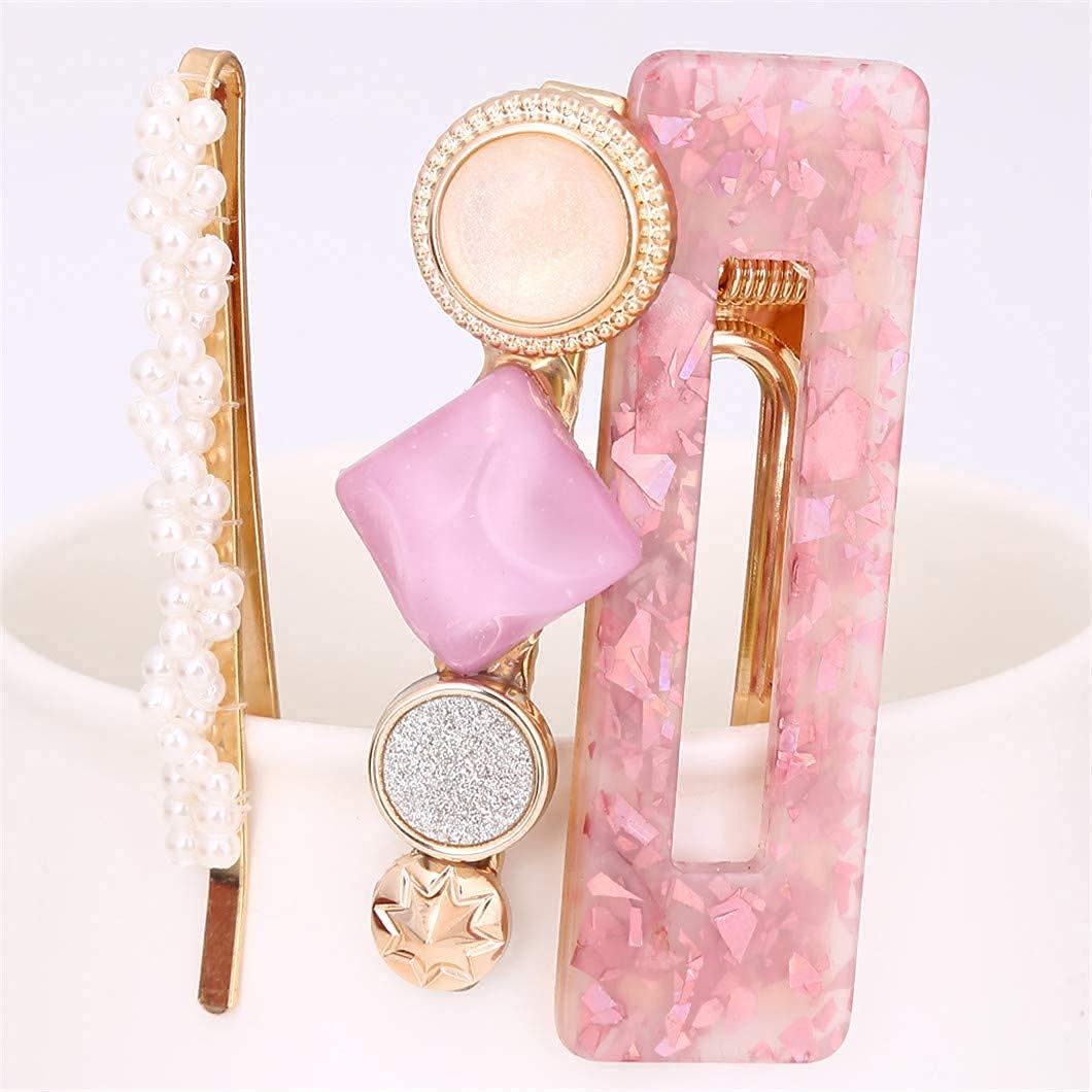 BOTIST 3Pcs Acrylic Hair Clips with Pearls - Elegant Hair Accessories for Women & Girls - Perfect for Weddings, Parties & Everyday Styling