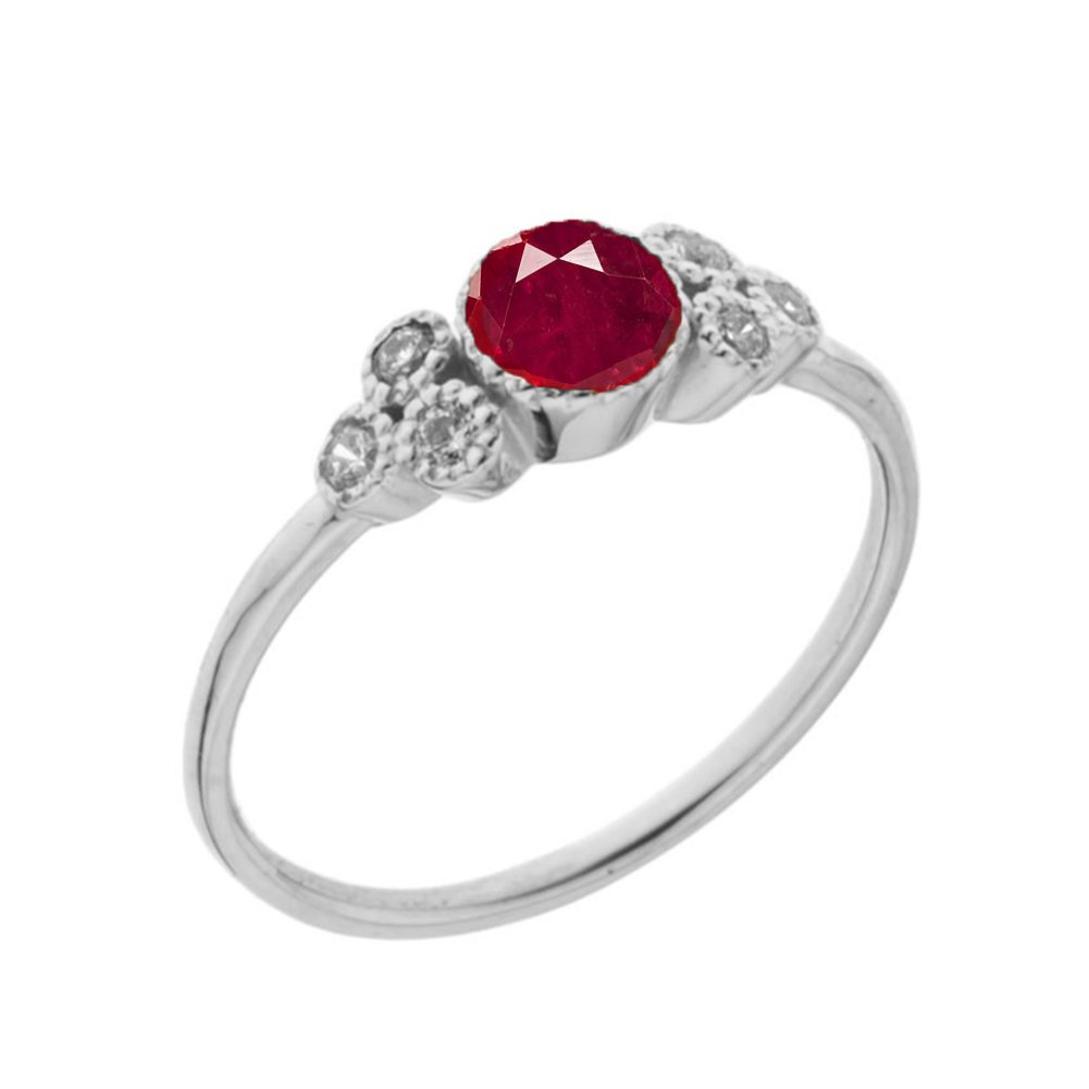 14k White Gold July Birthstone Floral Cluster Promise Ring with White Topaz - Elegant Jewelry Gift for Her, Anniversary, Engagement, or Special Occasion