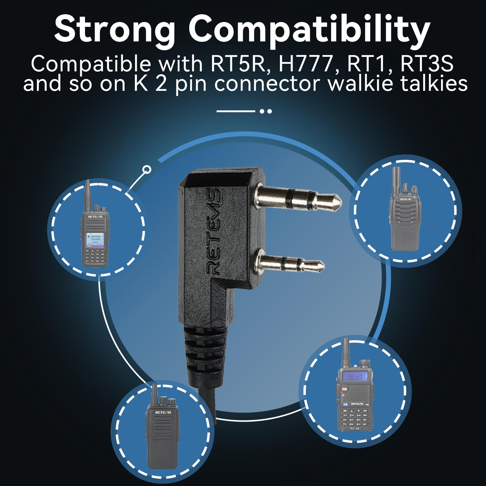 Retevis G-Shape 2 Pin Walkie Talkie Headset with PTT Mic - Compatible with RT24, RT27, RT617 & Kenwood Two Way Radios (2 Pack) - Ideal for Security, Construction & Event Staff Communication