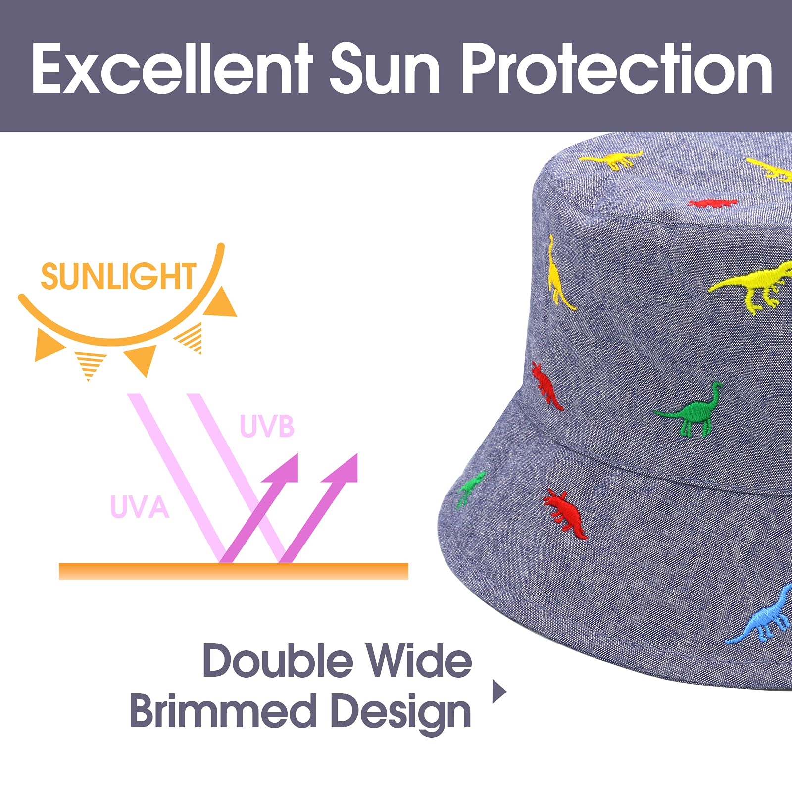 UPF 50+ Baby Sun Hat for Boys & Girls - Breathable Toddler Summer Bucket Hat with Wide Brim - Perfect for Beach, Pool, Outdoor Play & Sun Protection