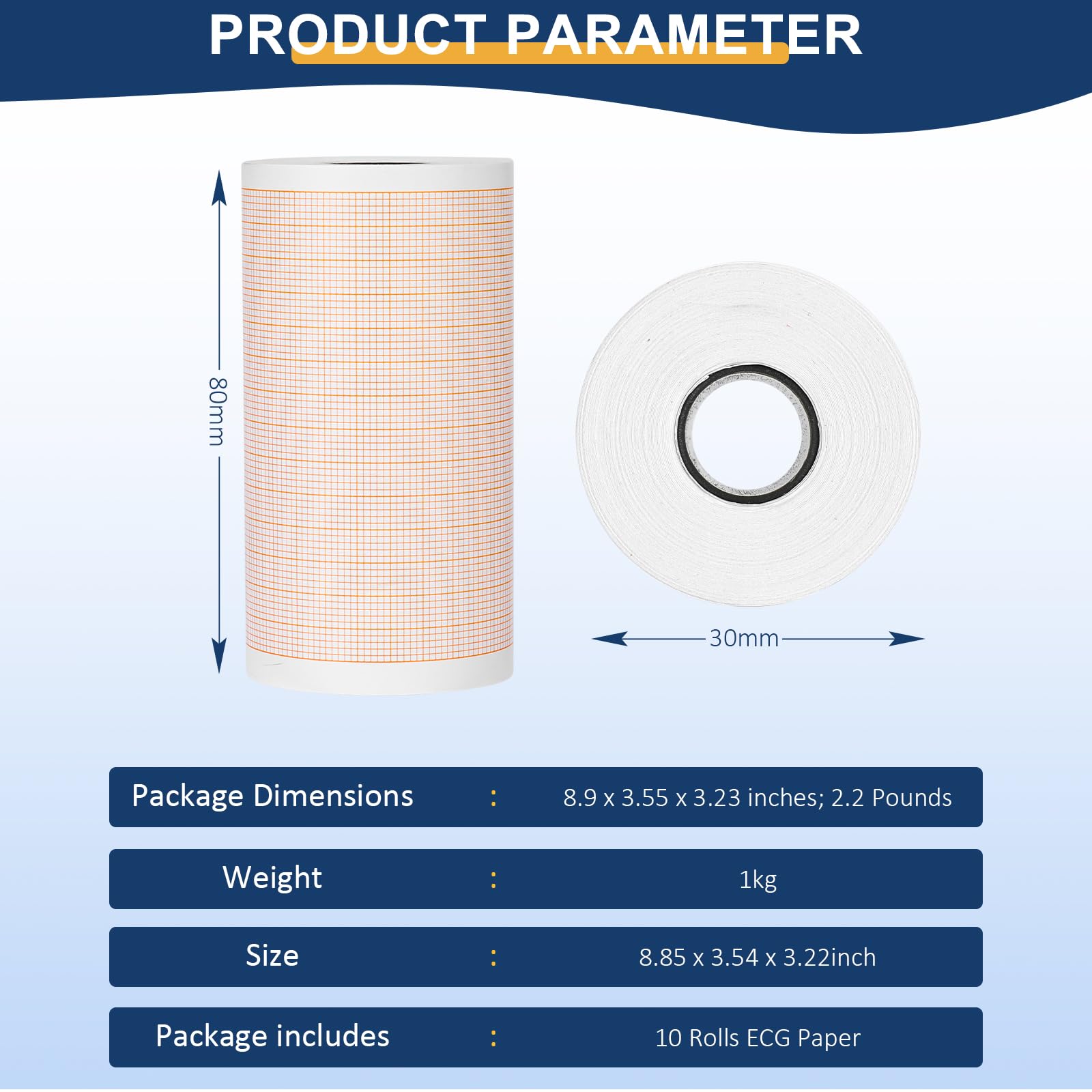 ECG Paper Roll - 10 Pack Thermal EKG Paper, 80mm x 20m ECG Recording Paper for ECG Machines - Perfect for Hospitals, Clinics & Home Health Monitoring