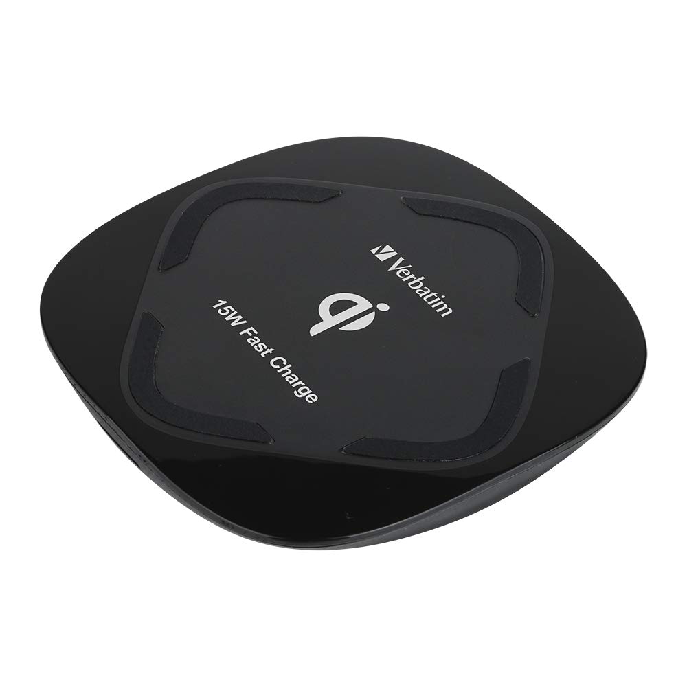 Verbatim 15W Fast Wireless Charger Pad - Qi Certified for iPhone 15/14/13/12, Samsung Galaxy S23/S22/S21, AirPods Pro - Perfect for Bedside, Office & Car Charging