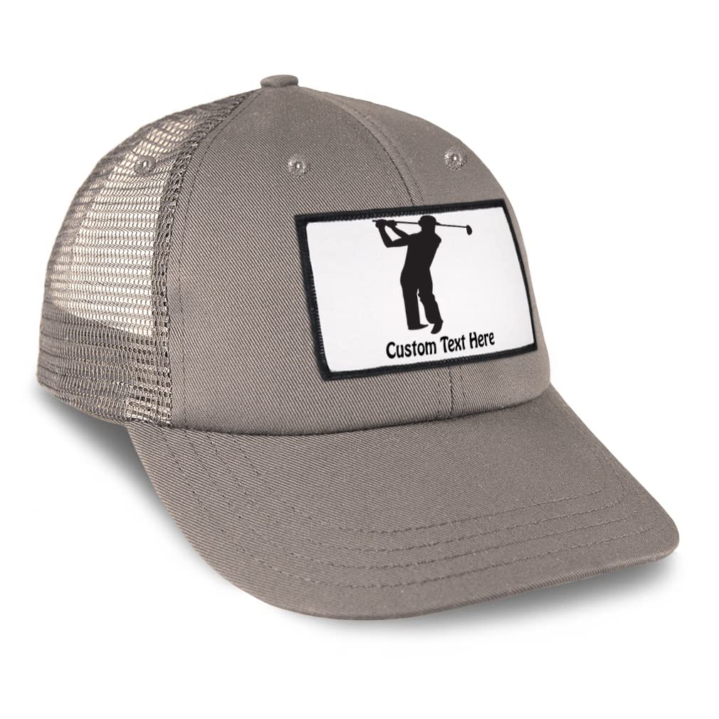 Custom Embroidered Golf Silhouette Patch Trucker Baseball Cap for Men - Perfect for Golfing, Casual Wear & Outdoor Activities