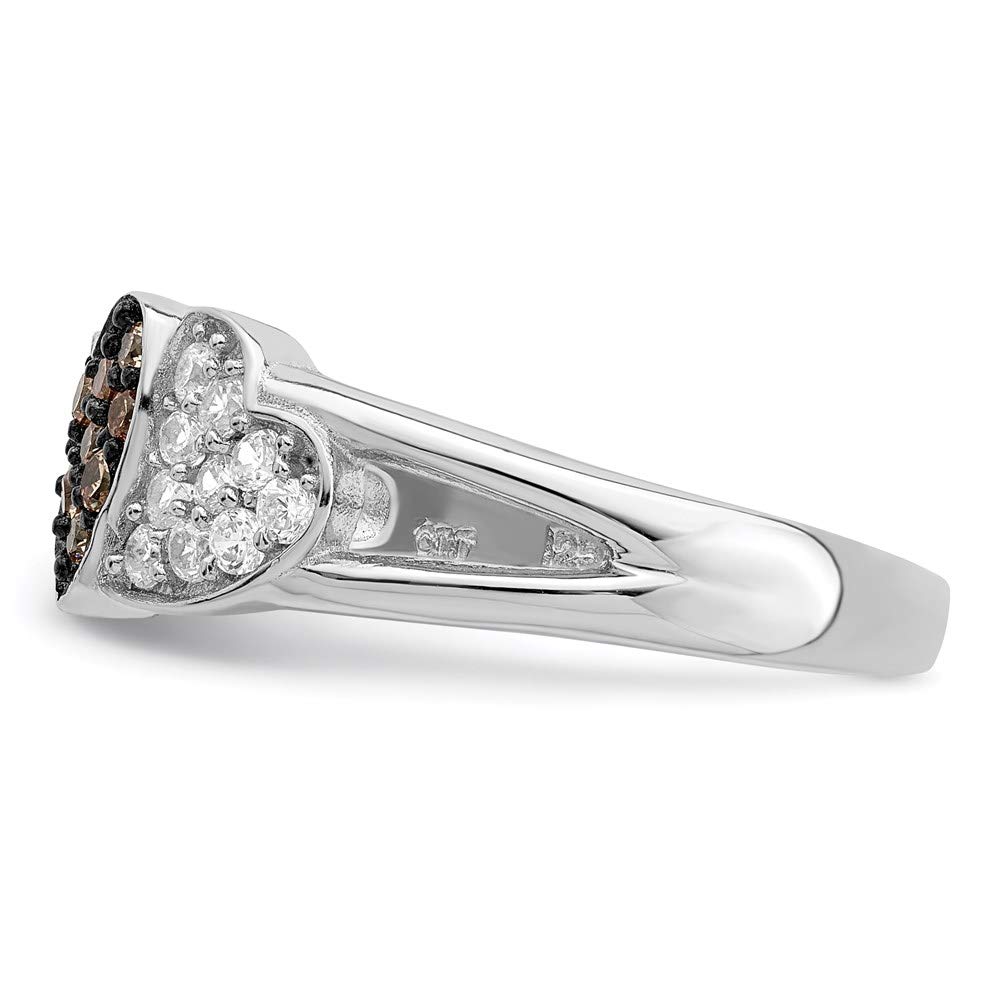 925 Sterling Silver Heart Ring with Champagne & Clear Cubic Zirconia - Elegant Women's Jewelry Gift for Anniversary, Valentine's Day & Special Occasions