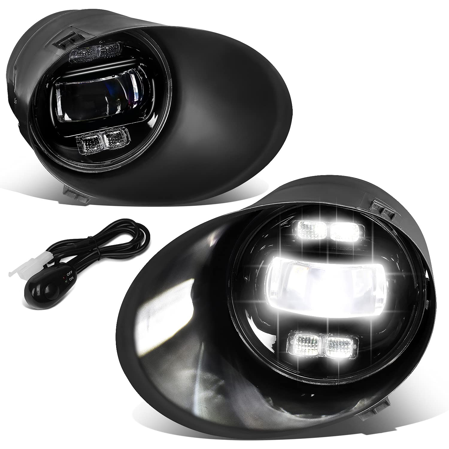 DNA MOTORING FL-ZTL-336-CH LED Fog Light Kit with Bezel, Switch & Wiring Harness - Compatible with 2007-2014 Toyota Tundra - Driver & Passenger Side - Enhanced Visibility for Night Driving & Foggy Conditions