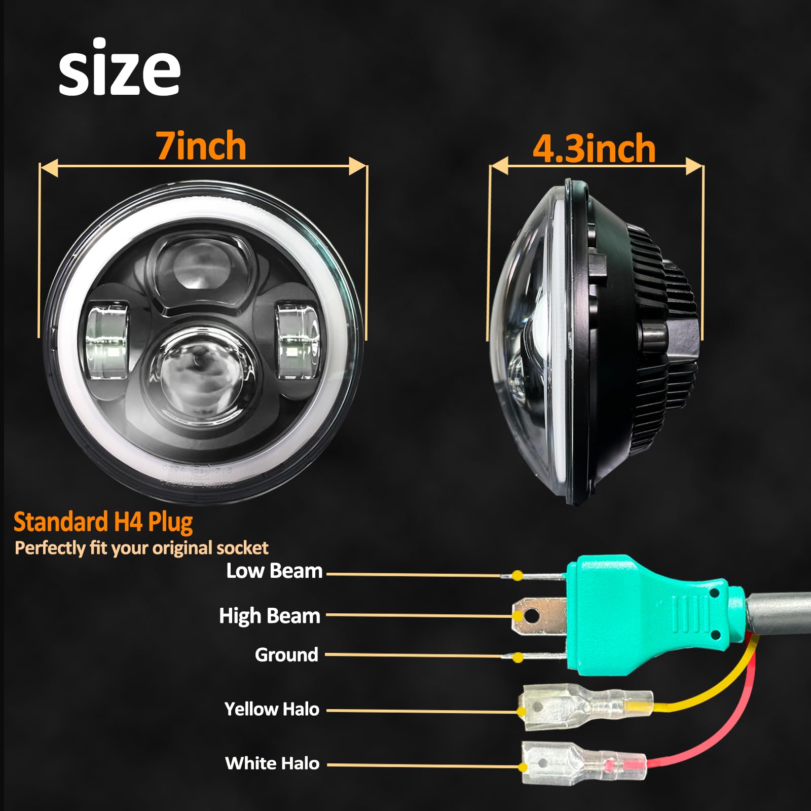 7 Inch Motorcycle LED Headlight with 4.5