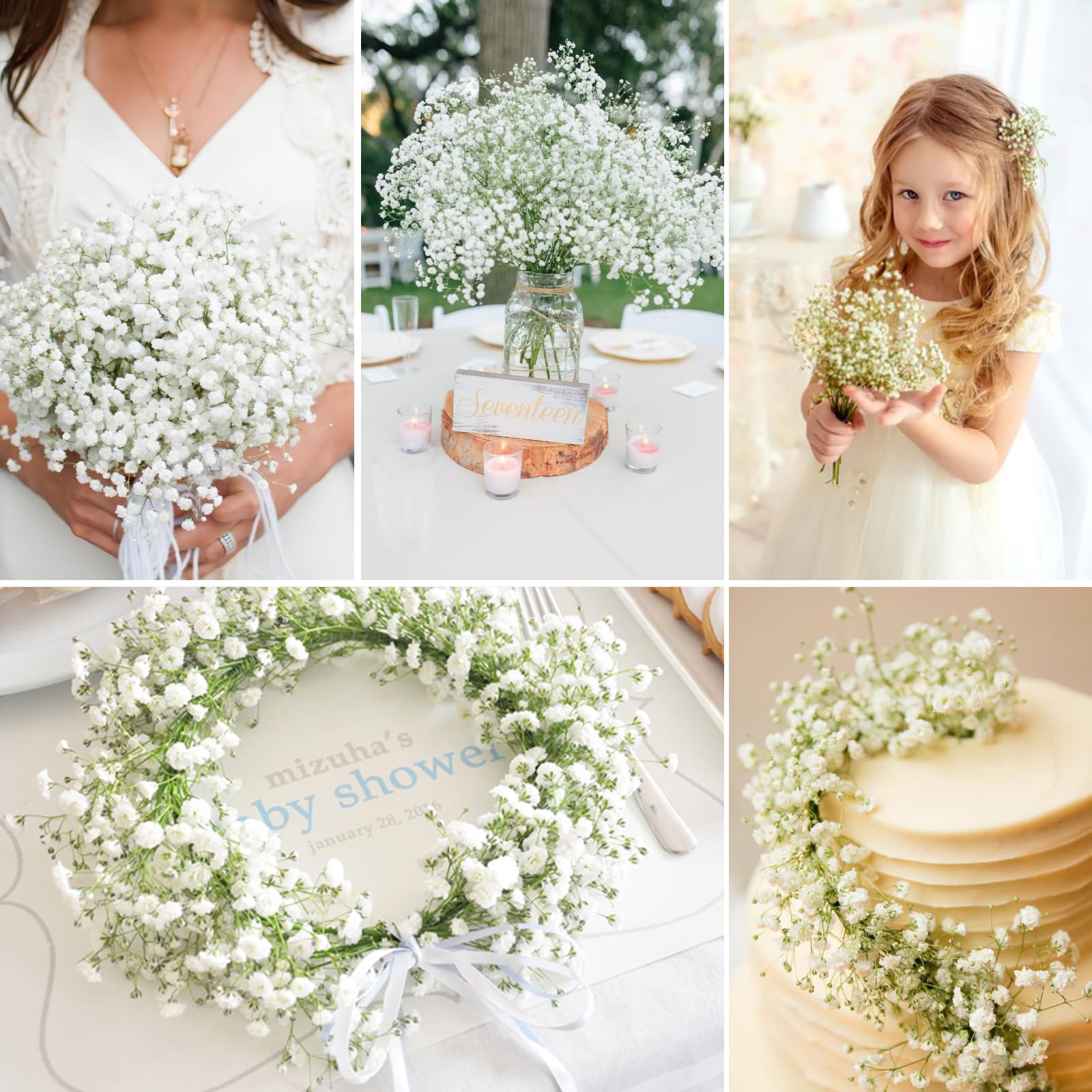 24Pcs Real Touch White Artificial Baby's Breath Flowers - 12.5 Inch Faux Gypsophila for Wedding Bouquets, Home Decor, Floral Arrangements | Perfect for Centerpieces, Bridal Showers & DIY Crafts