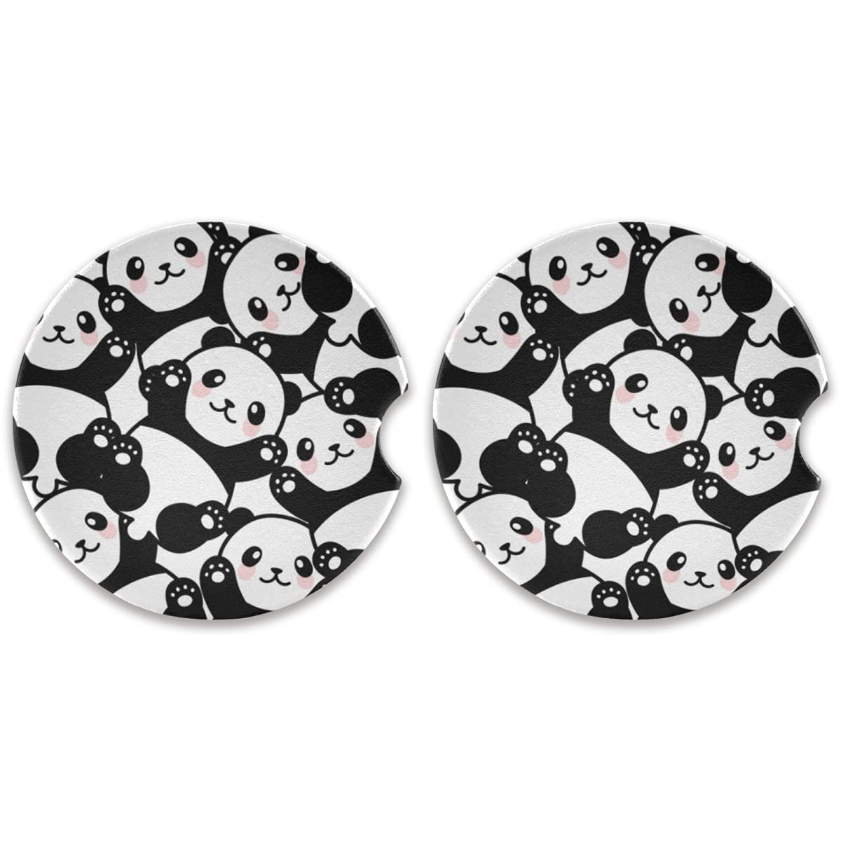 ALAZA Panda Pink Cheek Car Coasters - 2.56