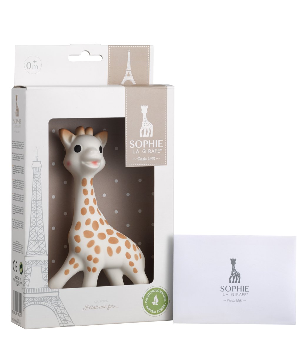 Sophie the Giraffe Teething Toy for Babies - Natural Rubber Chew Toy for Soothing Sore Gums | Perfect Baby Shower Gift & Newborn Teething Relief (White Box Packaging) | Use During Travel, Playtime & Bedtime Comfort