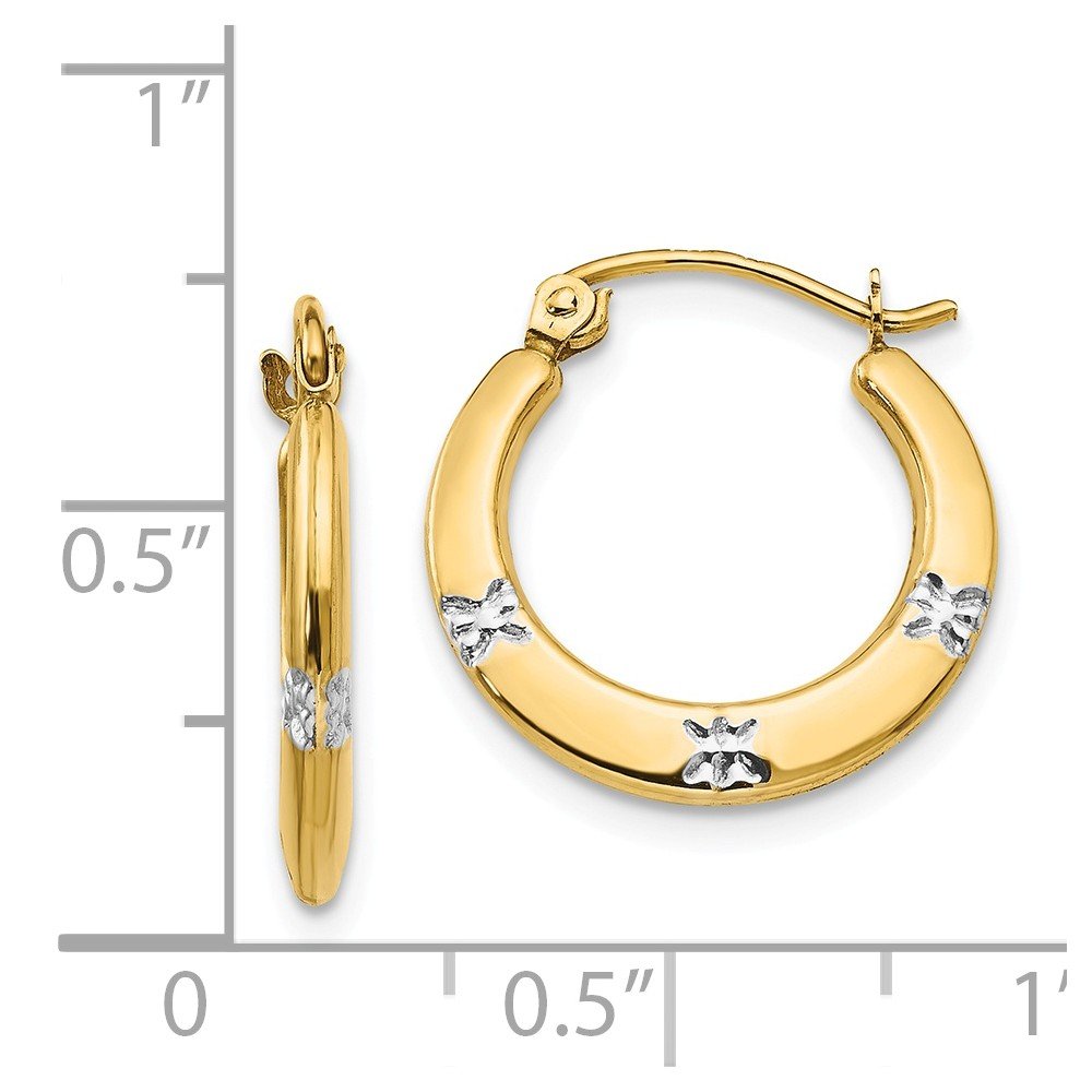 14K Yellow Gold Madi K Rhodium-Plated Floral Hollow Hoop Earrings for Women - Elegant Dangle Earrings for Parties, Weddings & Everyday Wear