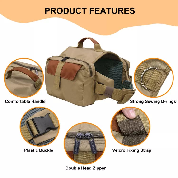 Durable Dog Backpack Harness with Pockets - Adjustable Hiking Gear for Medium & Large Dogs - Perfect for Outdoor Adventures, Camping & Travel Accessories
