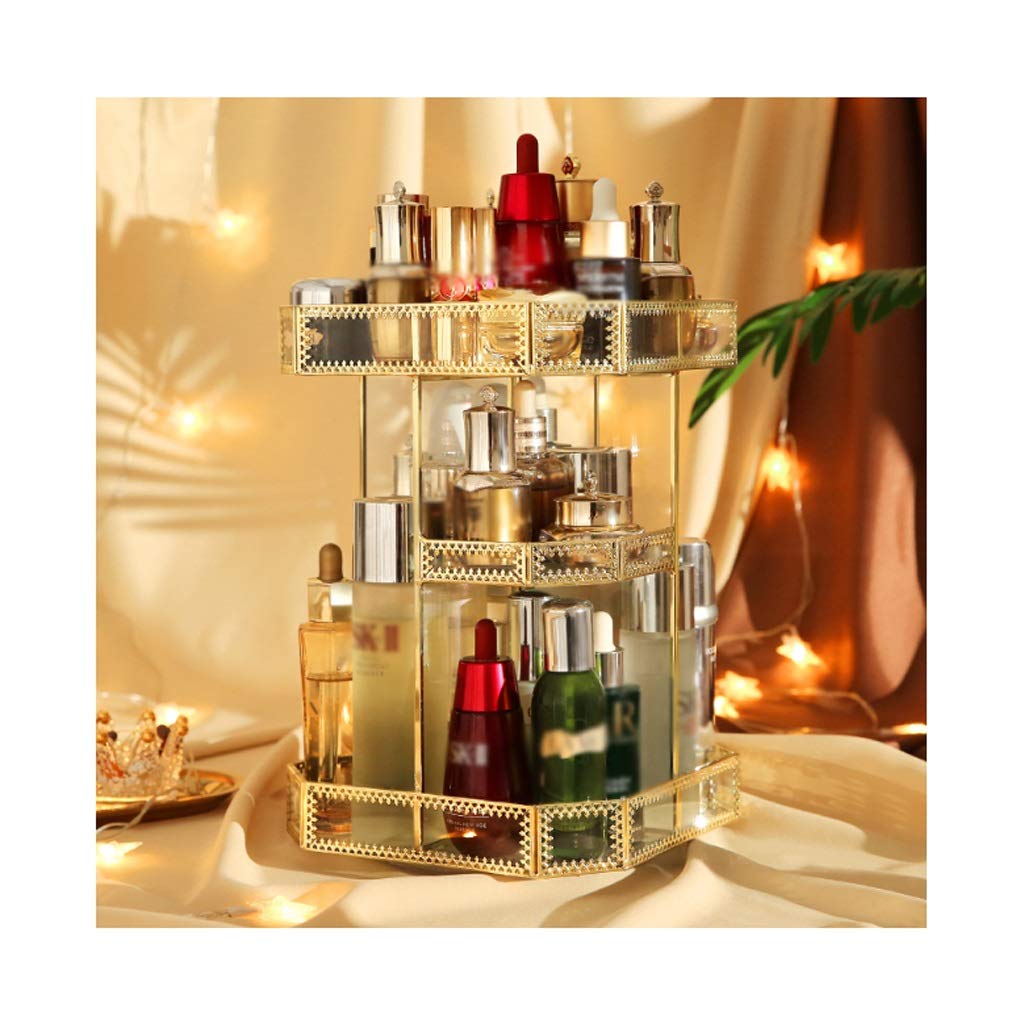 360° Rotating Makeup Organizer - Adjustable Jewelry & Cosmetic Display Stand with Large Capacity | Perfect for Vanity, Bathroom & Dressing Table Organization (Clear)