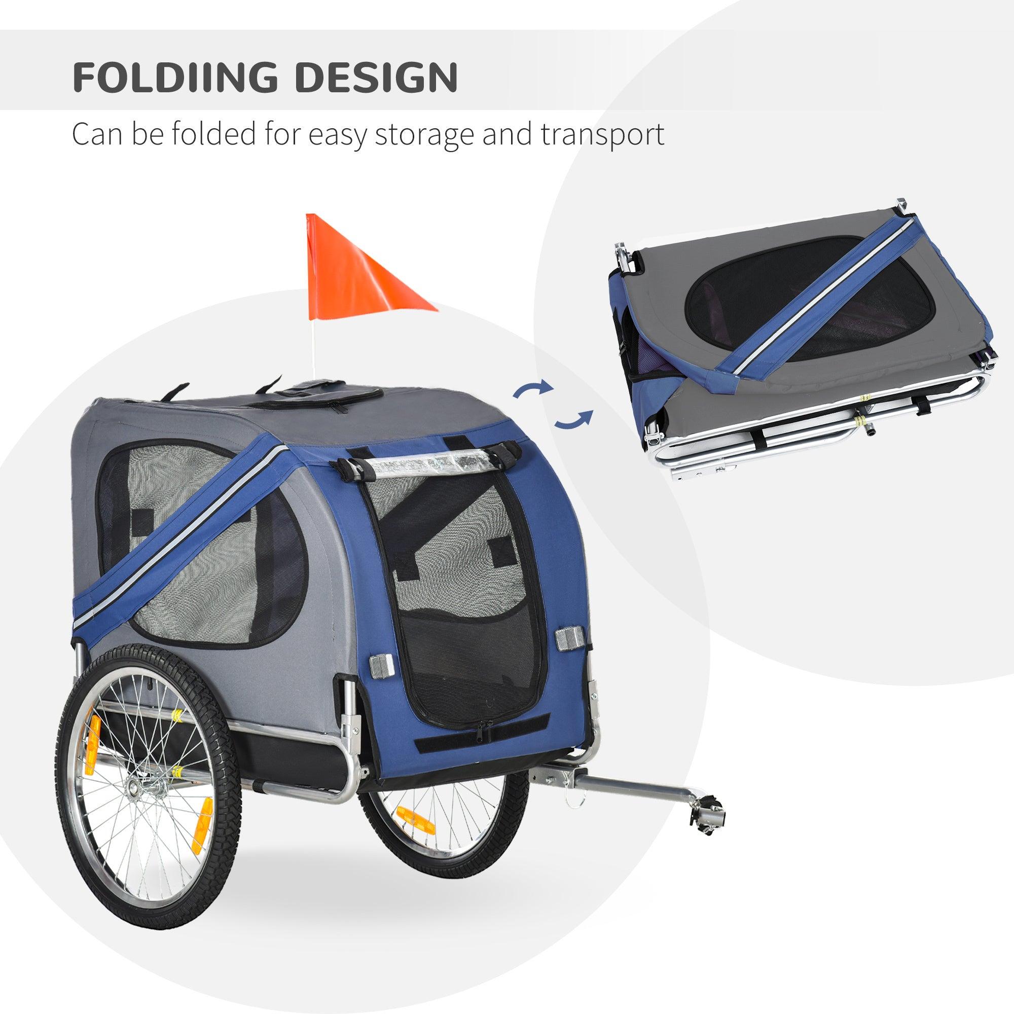 Premium Dog Bike Trailer - Heavy Duty Pet Bicycle Wagon with 3 Entry Points, Large Off-Road Wheels & Mesh Screen - Blue/Grey - Perfect for Outdoor Adventures, Camping & Beach Trips