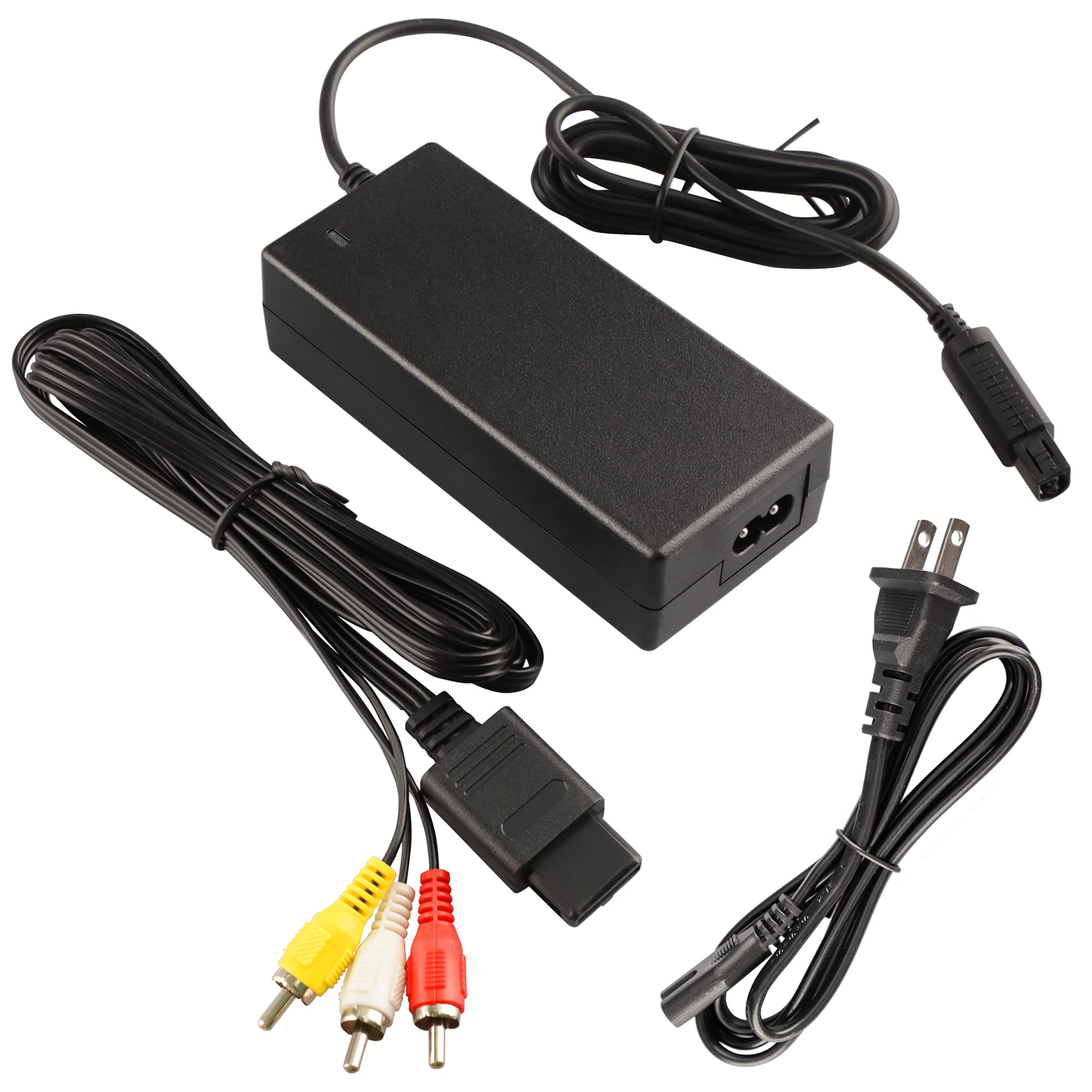Xahpower AC Power Supply & AV Cable for Nintendo Gamecube Console (NGC) - Replacement Power Adapter Cord & Video Cable for Gamecube Gaming System - Perfect for Home Entertainment & Retro Gaming Setup