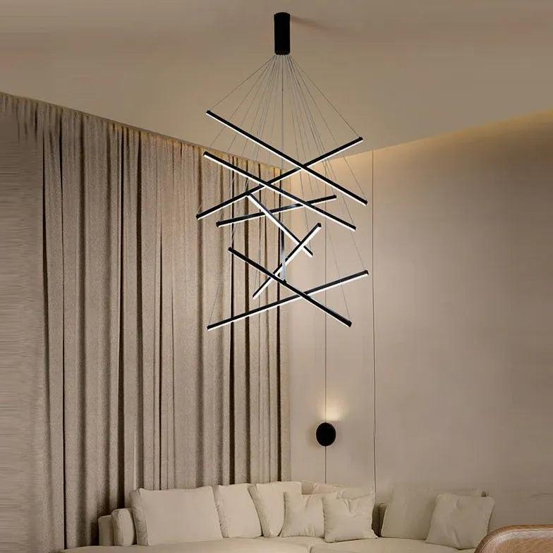 Modern Geometric Gold Chandelier for Living Room - Elegant Ceiling Light Fixture for Dining Room, Bedroom & Home Decor