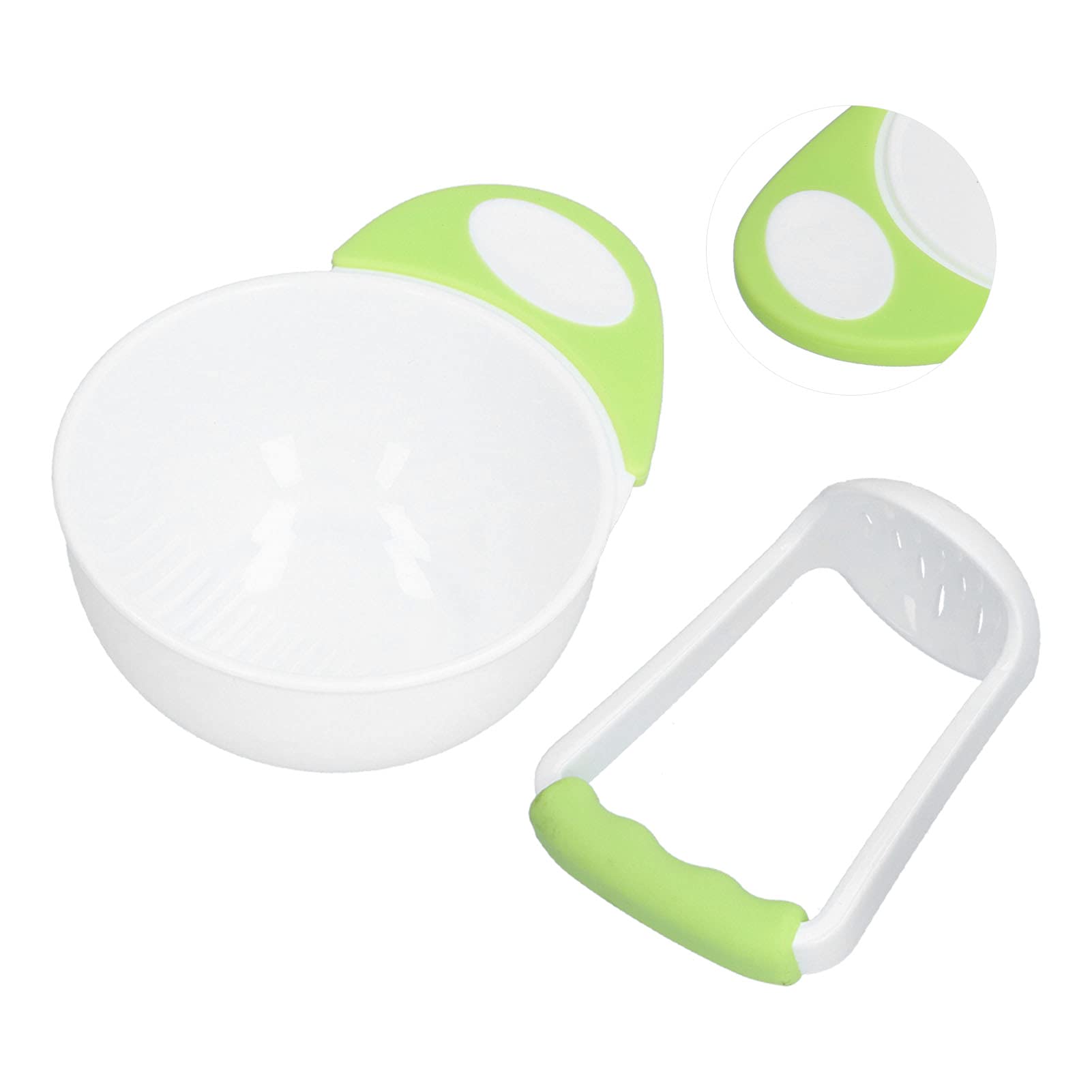 Non-Slip Hand Mash Bowl with Long Handle - Baby Food Masher Set for Chicken, Vegetable & Fruit Puree - Safe, Anti-Scalding Kitchen Tool for Infant Meal Prep & Homemade Baby Food