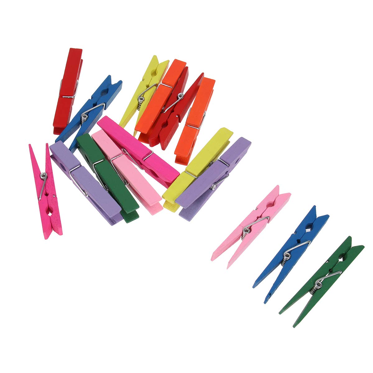 DOITOOL 48PCS Wooden Photo Memo Clips - Colorful Snack Sealing Clips with Hemp Rope for Scrapbooking, Bulletin Boards & Kitchen Organization (Random Colors)