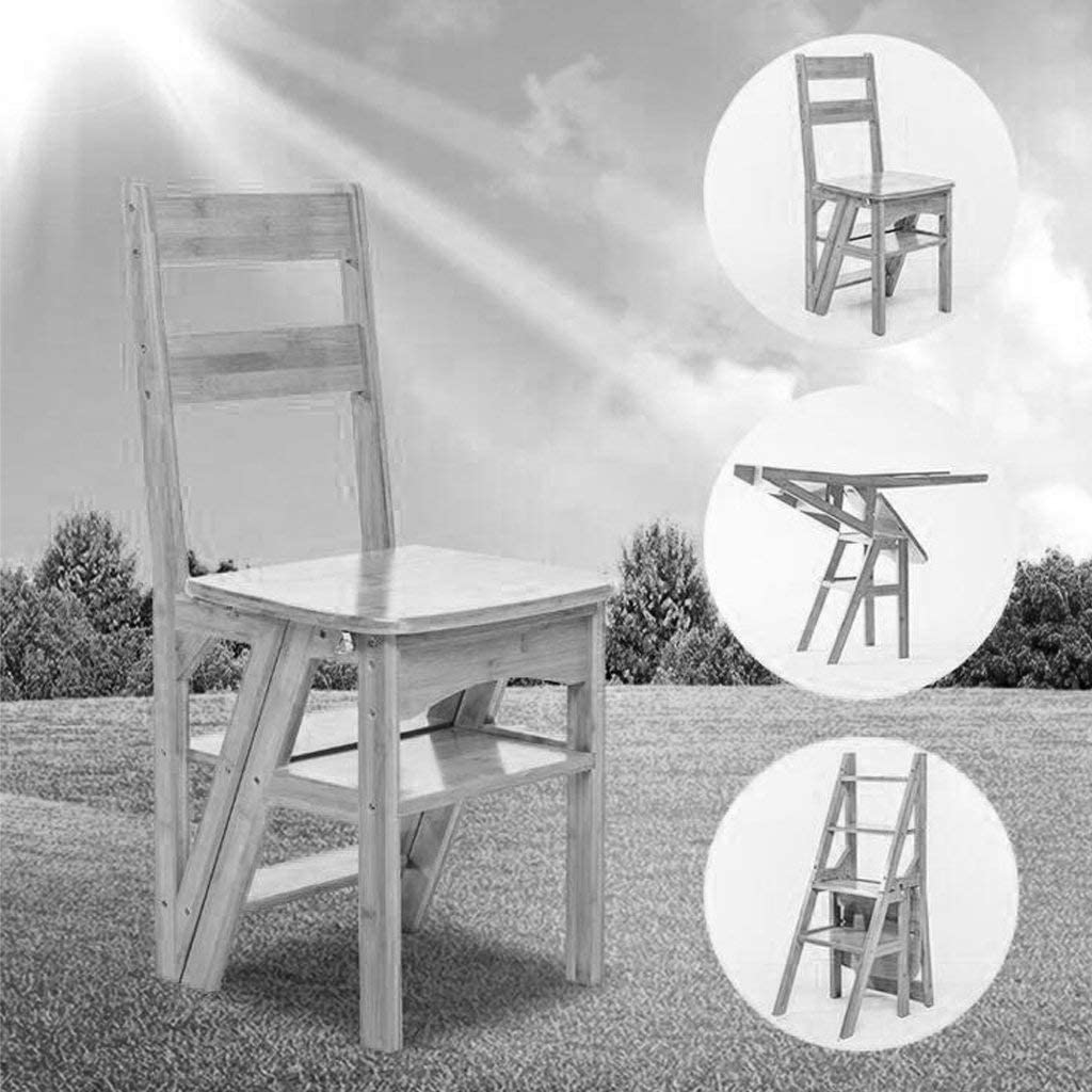 Multifunctional 4-Tier Solid Wood Folding Step Stool for Adults - White | Kitchen Step Ladder, Bathroom Helper, Living Room Furniture & Bedroom Storage Solution