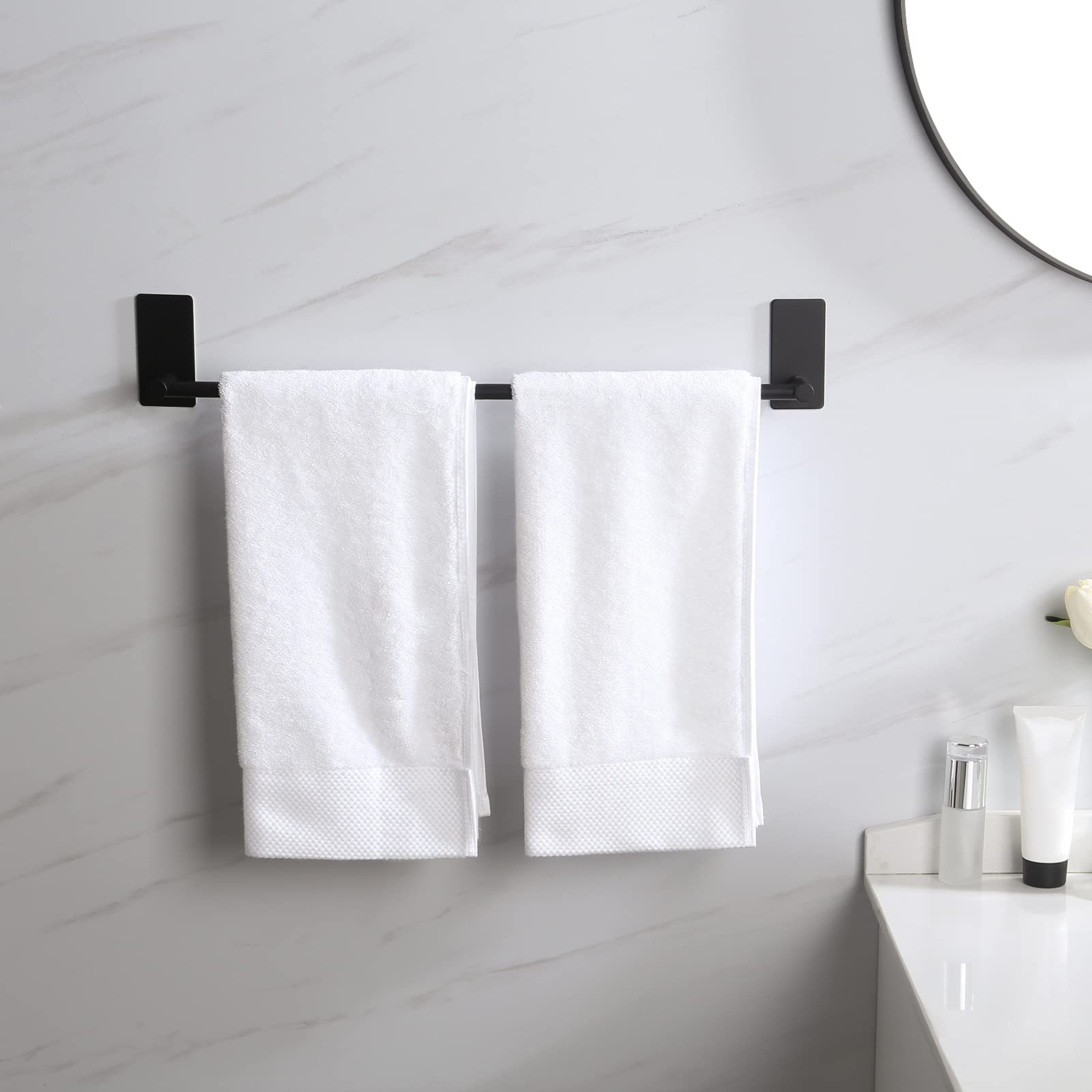 20-Inch Stainless Steel Towel Bar for Bathroom - No Drill Self-Adhesive Wall Mounted Hand Towel Holder, SUS 304 Matte Black (A7000S50B-BK) - Perfect for Small Bathrooms, Kitchens & RVs