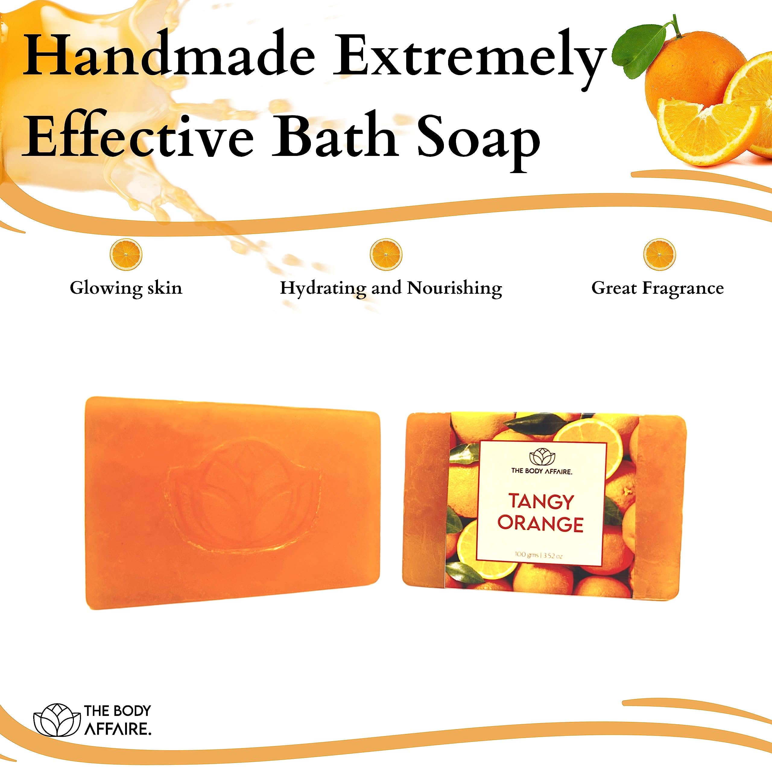 FORGANIK Handmade Soap by The Body Affaire - 100g Natural Orange Scented Soap for Sensitive Skin | Moisturizing & Exfoliating | Perfect for Daily Use, Gifts & Spa Days