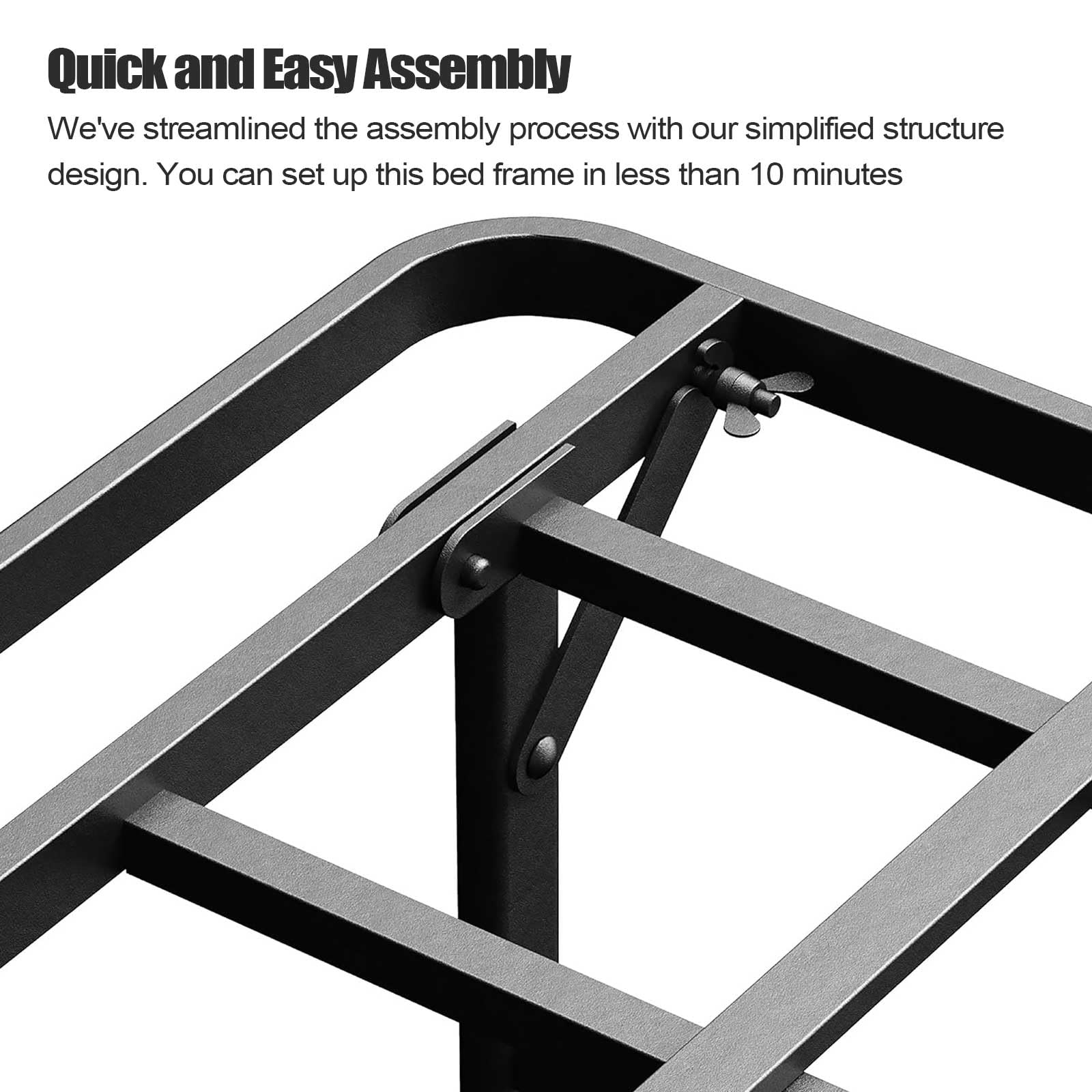 ZIYOO Twin Folding Bed Frame - 16 Inch Heavy Duty Metal Platform with Mattress Foundation, No Box Spring Needed | Quick Assembly, Noise Free, Black | Perfect for Guest Rooms, Dorms & Small Spaces