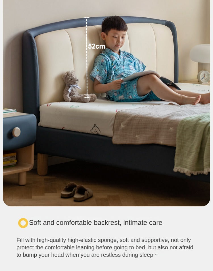 Organic Leather Soft Kids Bed - Durable & Comfortable Toddler Bed for Boys & Girls - Perfect for Nursery, Bedroom & Playroom