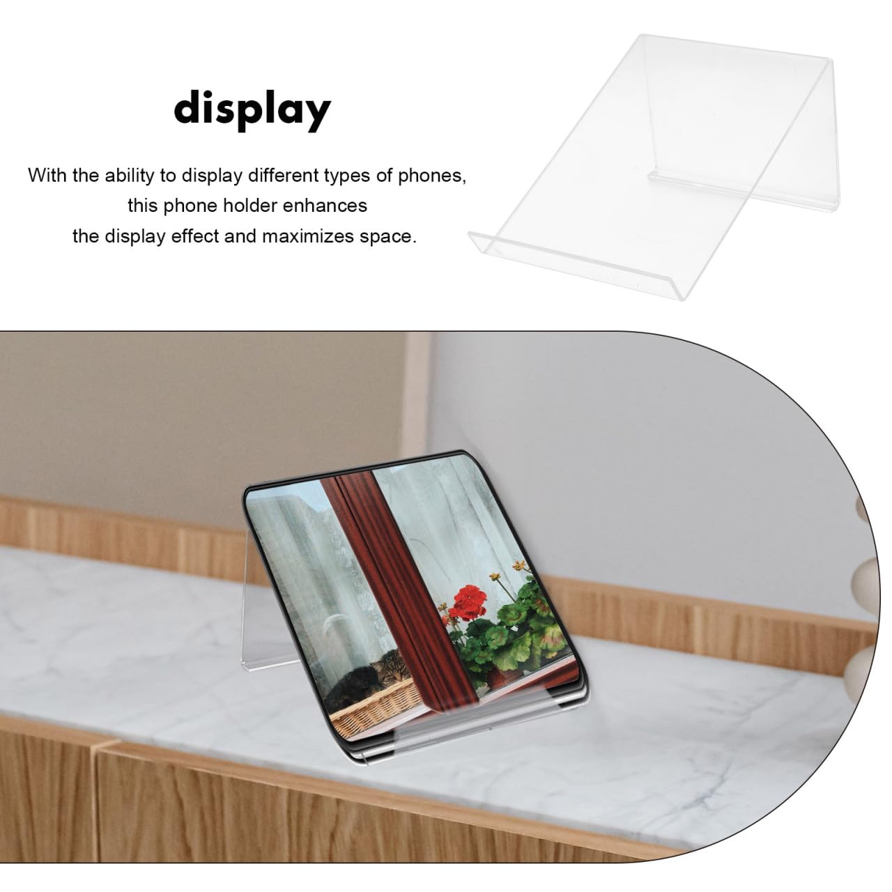Acrylic Phone Stand Holder for iPhone, Android, Landline & Tablet - Adjustable Desktop Organizer for Office, Home, Kitchen, Bedroom (Perfect for Video Calls, Reading & Hands-Free Viewing)