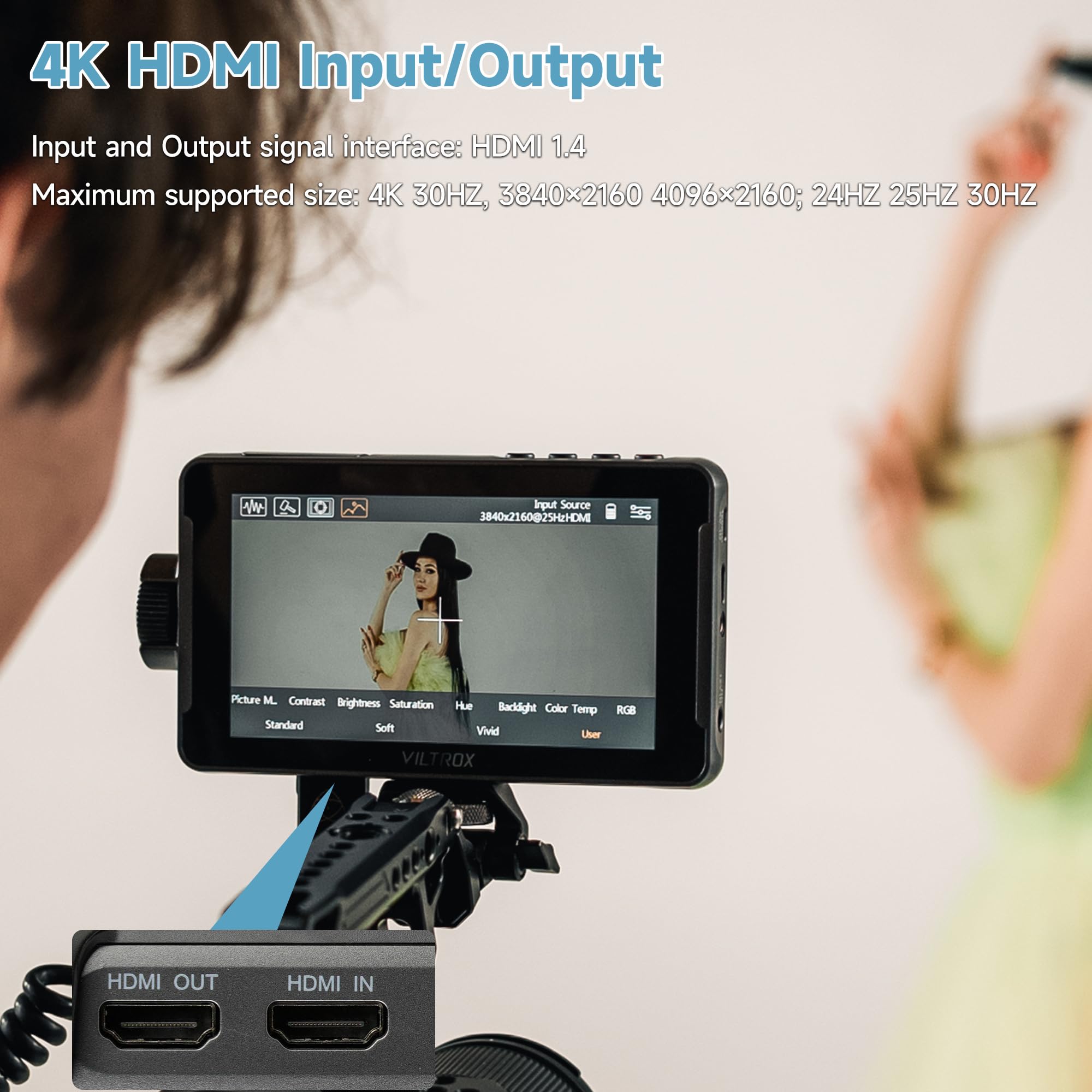 VILTROX DC-550 Lite 5.5 Inch 4K Touchscreen Camera Field Monitor with HDMI Input/Output, 400Nits Brightness, Peaking Focus Assist, Sunshade Hood & Battery - Perfect for DSLR Filmmaking, Video Production, and On-Camera Monitoring