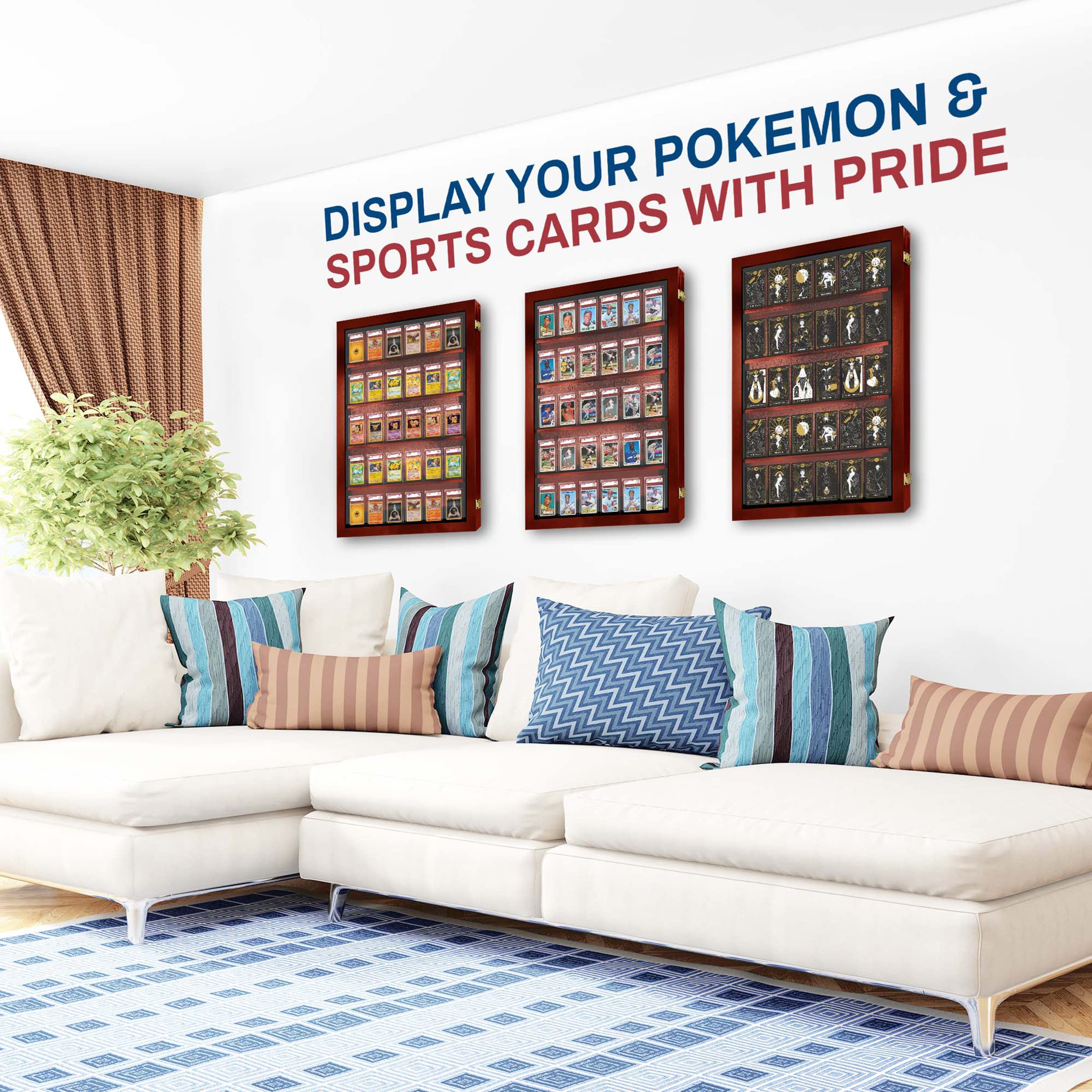35 Graded Baseball Card Display Case - Lockable Sports Card Frame with UV Protection for PSA Graded Cards - Perfect for Pokemon, Football & Basketball Card Collections - Ideal for Home Display, Office Decor & Collector Showcases