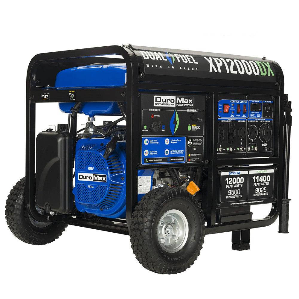 12,000W Dual Fuel Portable Generator with CO Alert - Reliable Backup Power for Home, Camping & Emergency Use