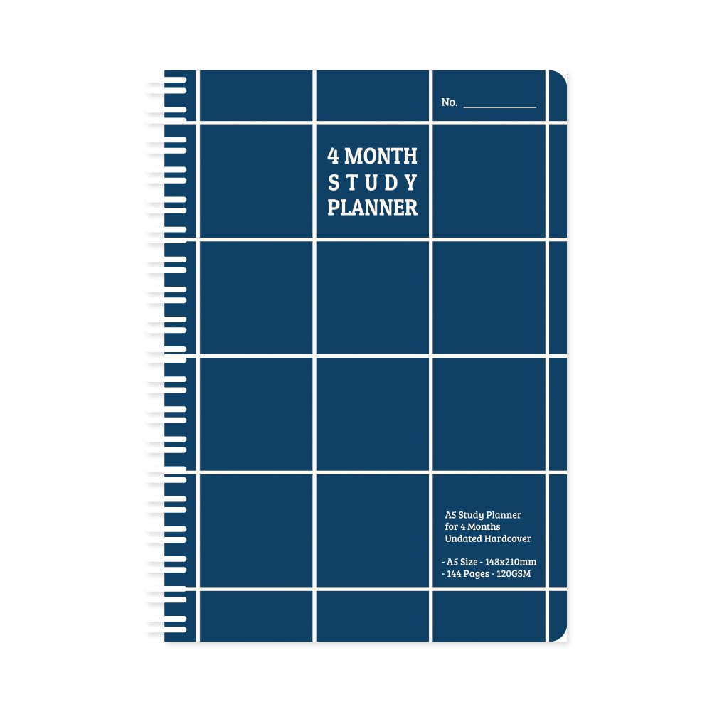 Monolike Checkers 4-Month Academic Study Planner - Weekly & Monthly Organizer for Students | Navy Blue Planner for School, College & University | Perfect for Exam Preparation & Time Management