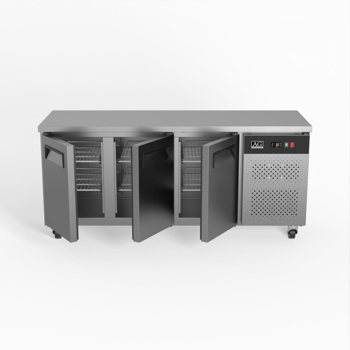 AG 3-Door Commercial Worktop Freezer with Under Bench Storage | 600mm Depth | Ideal for Restaurants, Cafes & Catering Businesses