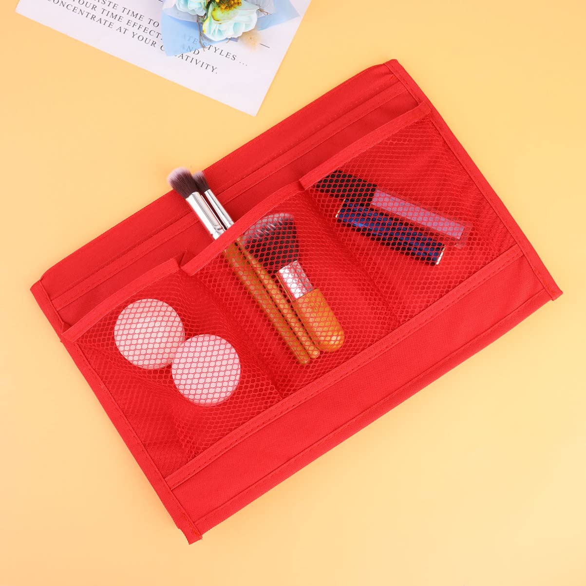 Zerodeko Bedside Storage Organizer - Hanging Pouch with Pockets for Phone, Books & Essentials - Under Sink, Couch & Mattress Storage Solution - Perfect for Bedroom, Living Room & Dorm Organization (Red)