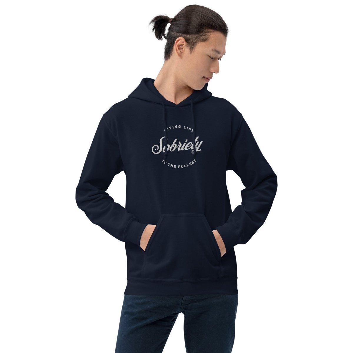 Embroidered Sobriety & Living Life to the Fullest Unisex Hoodie - Comfortable Pullover for Recovery Support & Everyday Wear