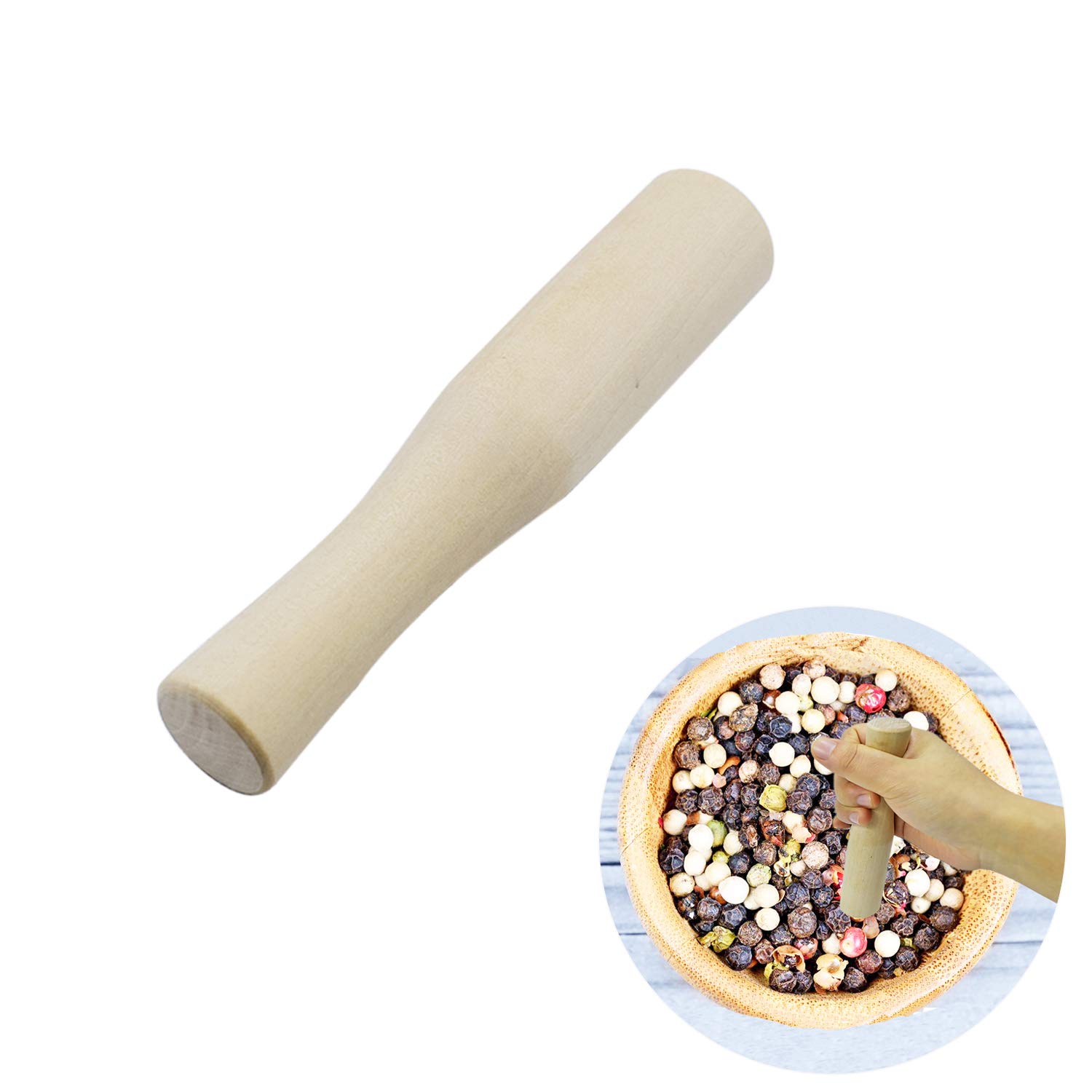 Professional Hardwood Pestle and Mortar Set - Artisan Wooden Spice Grinder for Kitchen, Bartending & Home Use - Perfect for Grinding Herbs, Spices, and Making Cocktails