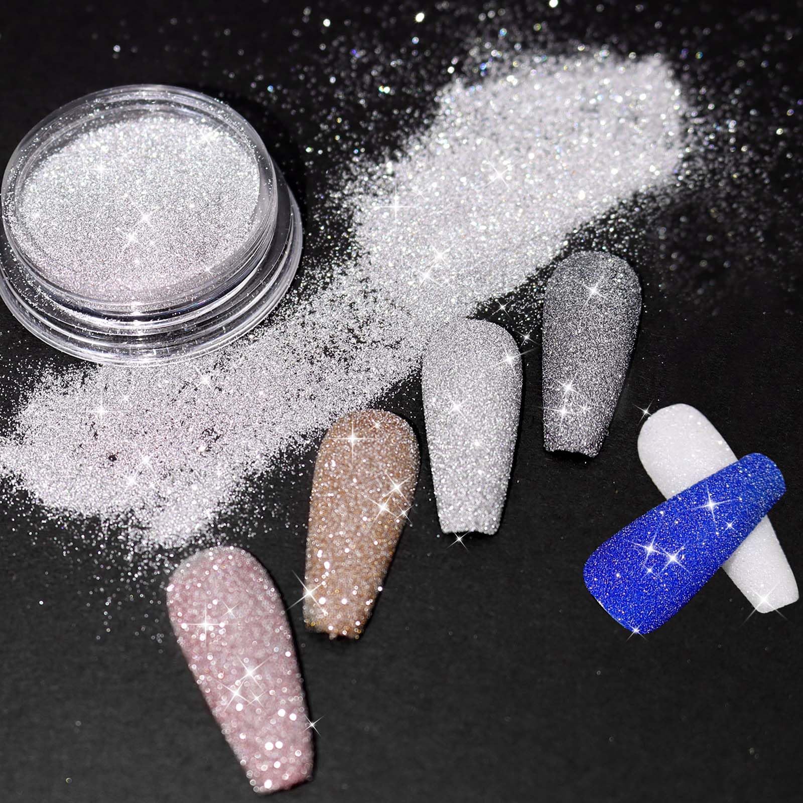 1.5g/0.05oz Holographic Diamond Nail Glitter Powder - Reflective Rhinestone Dust & Pixie Crystals for Nail Art, Manicure Decorations (Sparkle White) | Perfect for Salon Professionals, DIY Nail Designs & Special Occasion Nail Art