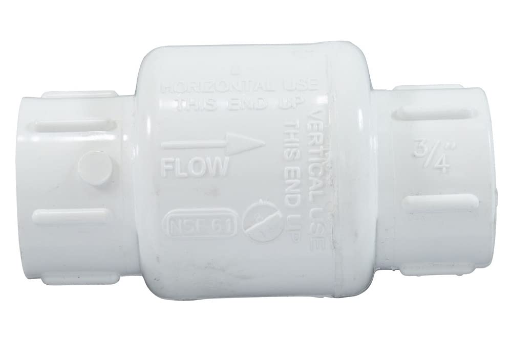 3/4 Inch Swing Check Valve - Slip x Slip Connection - Prevent Backflow for Plumbing, Irrigation & Water Systems