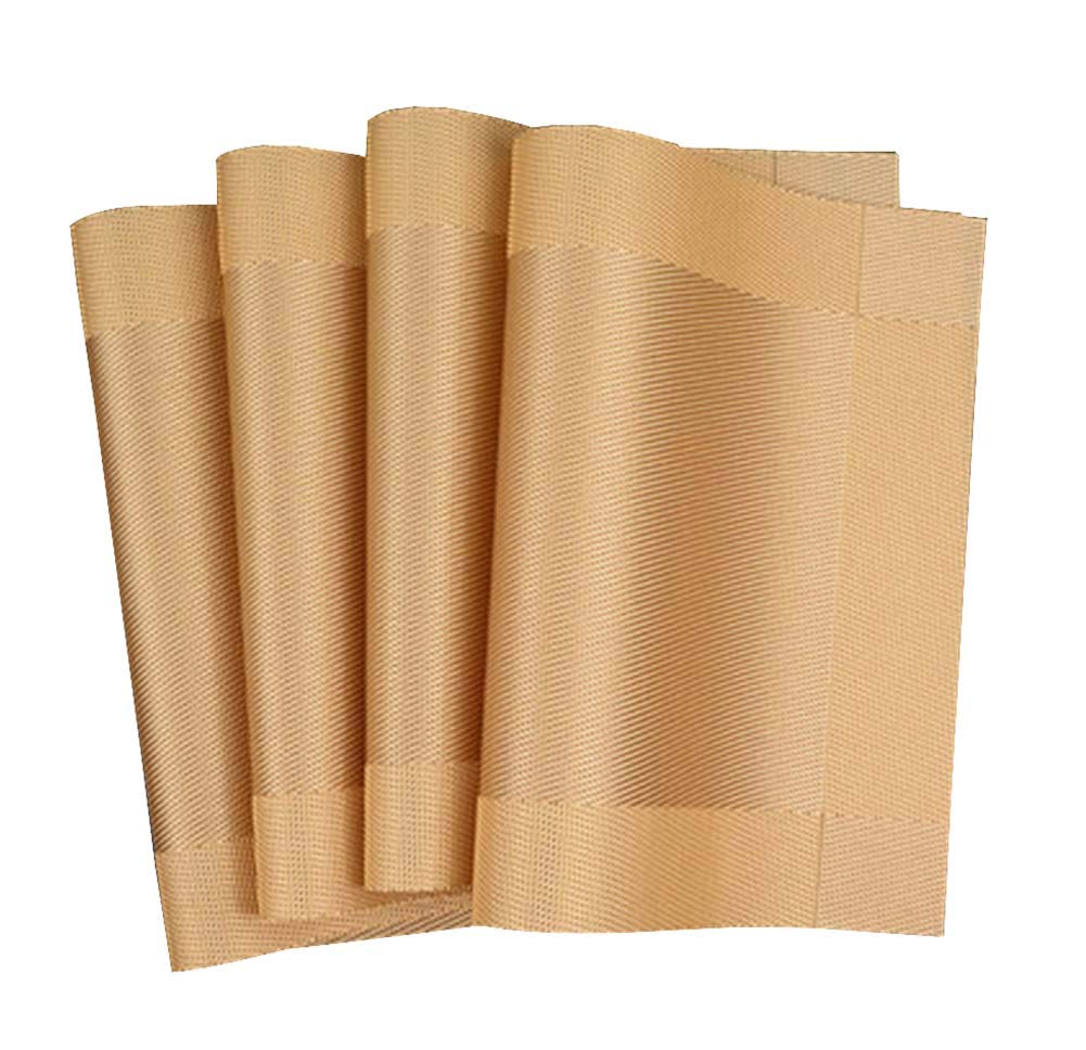 Black Temptation Set of 4 PVC Placemats - Golden Elegant Table Mats for Dining, Kitchen & Home Decor | Waterproof & Heat-Resistant for Everyday Use & Special Occasions