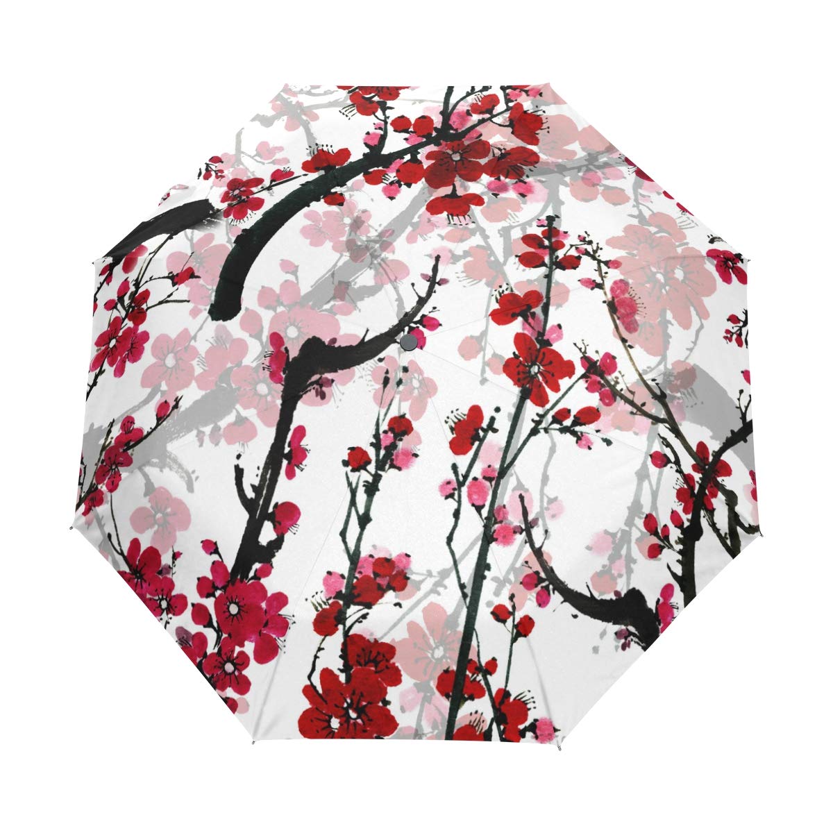 ALAZA Waterproof Windproof Travel Umbrella with Floral Sakura Design - Auto Open/Close Compact Folding Umbrella for Women, Perfect for Rainy Days, Commuting, and Outdoor Adventures
