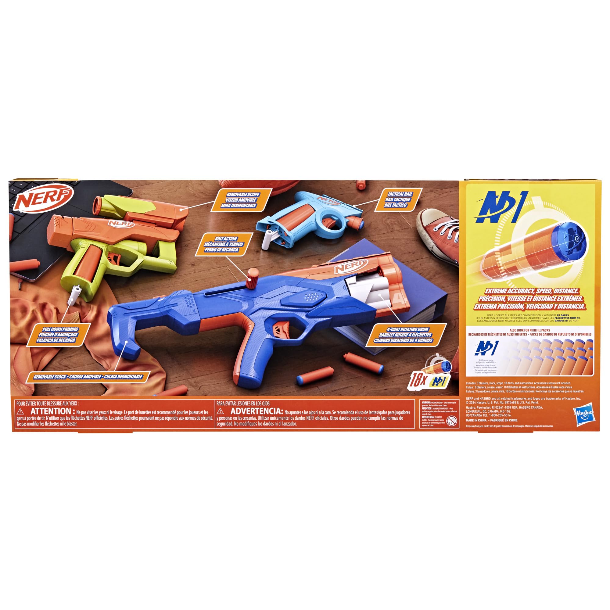 NERF N Series Gear Up Pack - 3X Blasters with 18 N1 Darts | Compatible with N Series Blasters Only | Perfect Gift for Kids Ages 8+ | Outdoor & Backyard Games | Birthday Party & Team Play Fun